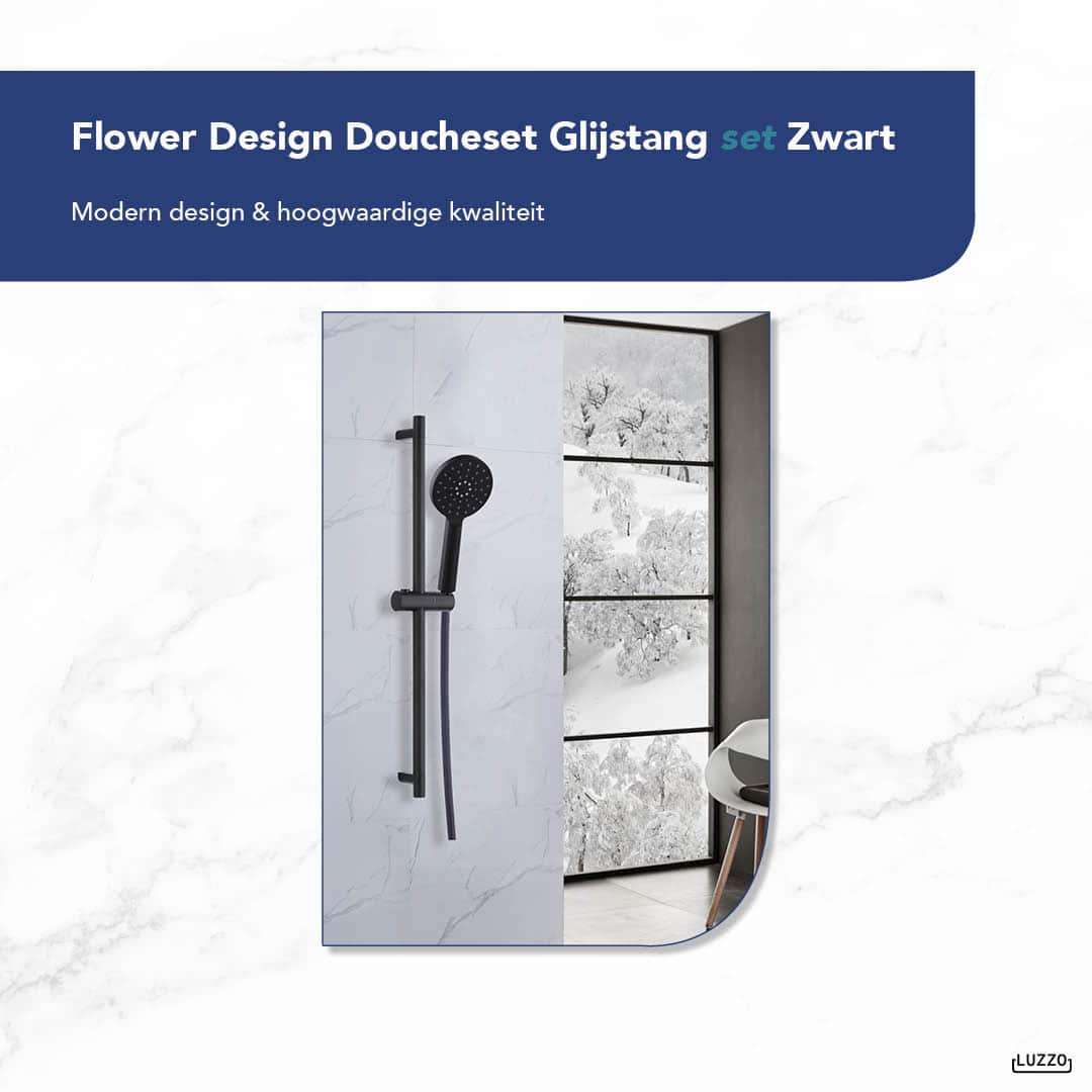 Luzzo® Flower Design Doucheset Glijstang-set - Zwart