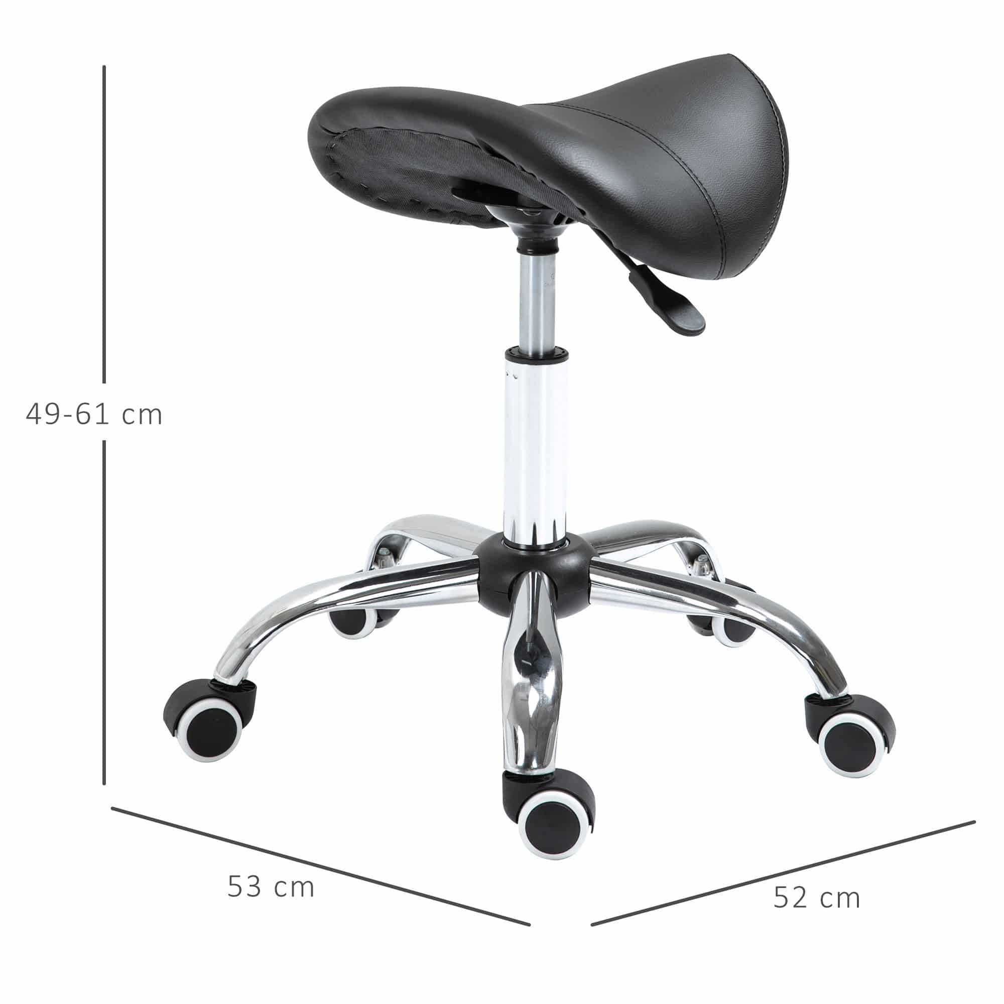 Ergonomische Zadelkruk Kunstleer Amazonekruk in Hoogte Verstelbaar 49-61 cm - Zwart
