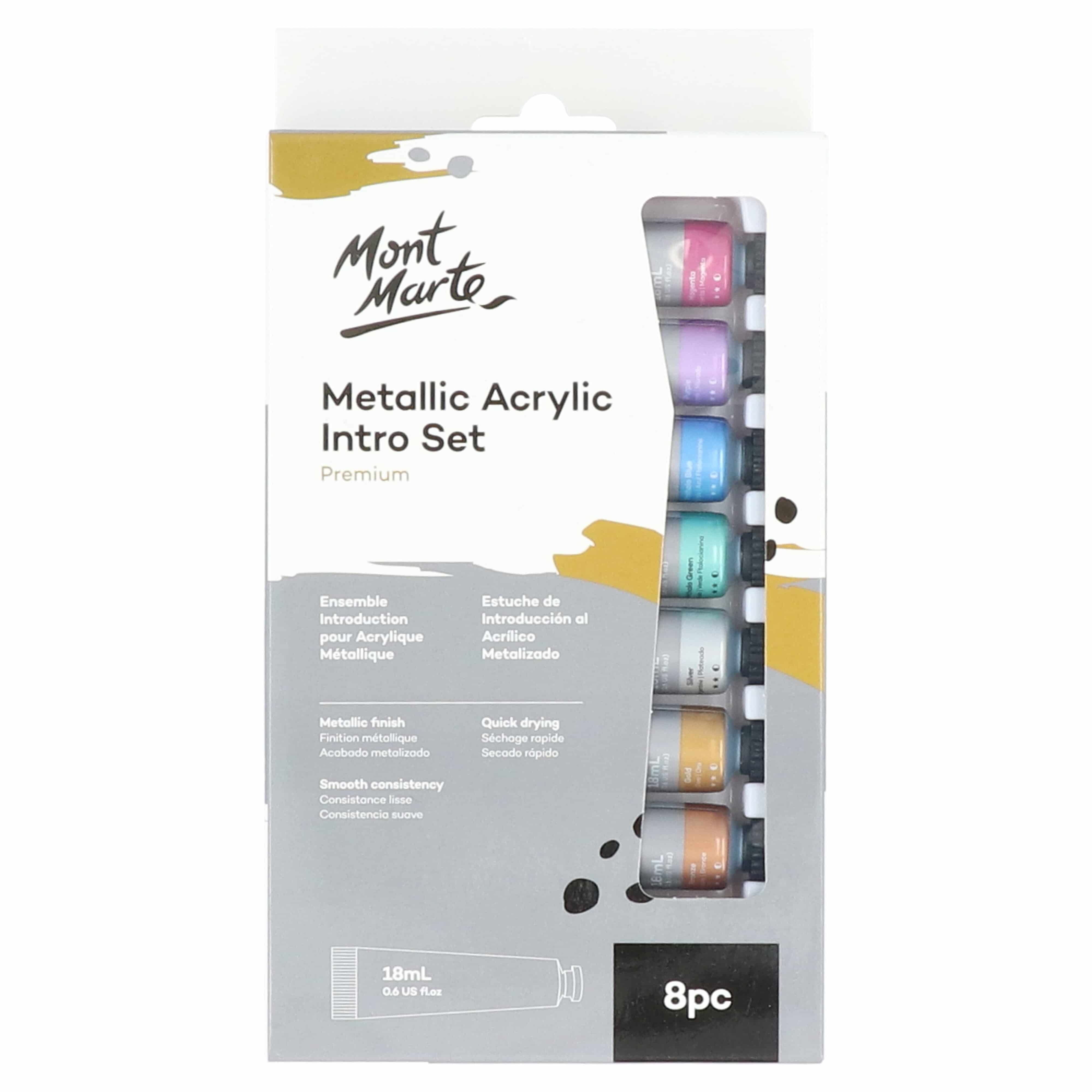 Mont Marte® 8-delige Metallic acrylverf introductie set 18ML