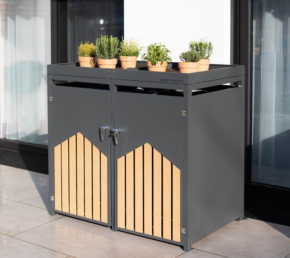 Westmann Containerombouw 2x240 ltr - Afneembare Plantenbak - Houtlook