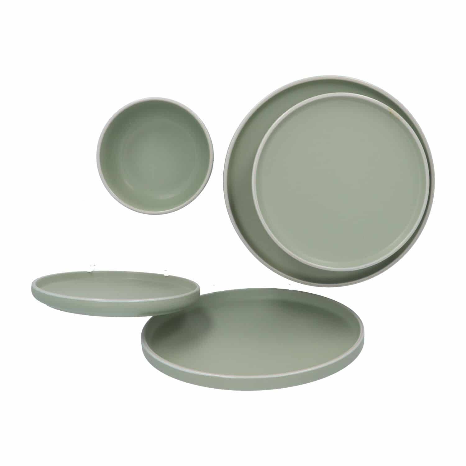 6 persoons Servies 18 delig Nordic style Keramiek - groen/wit