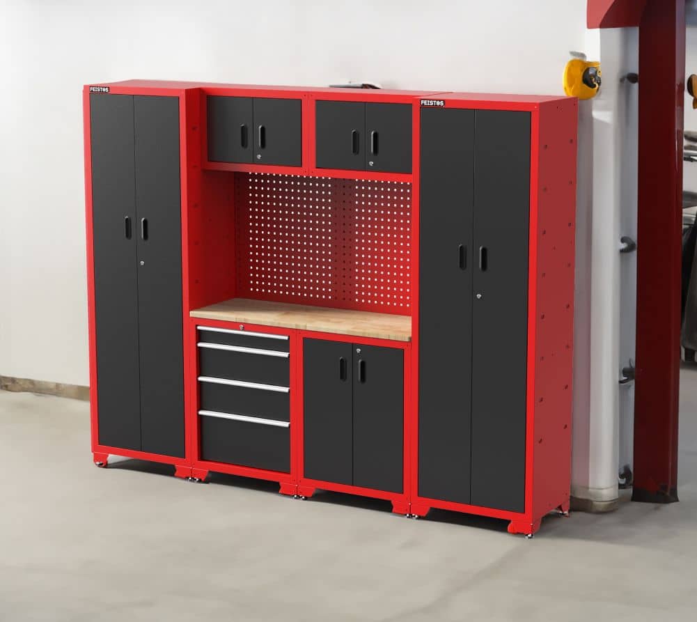 Feistos Juno 14 Gereedschapswand Hoog - 46x264x198 cm - Zwart/Rood