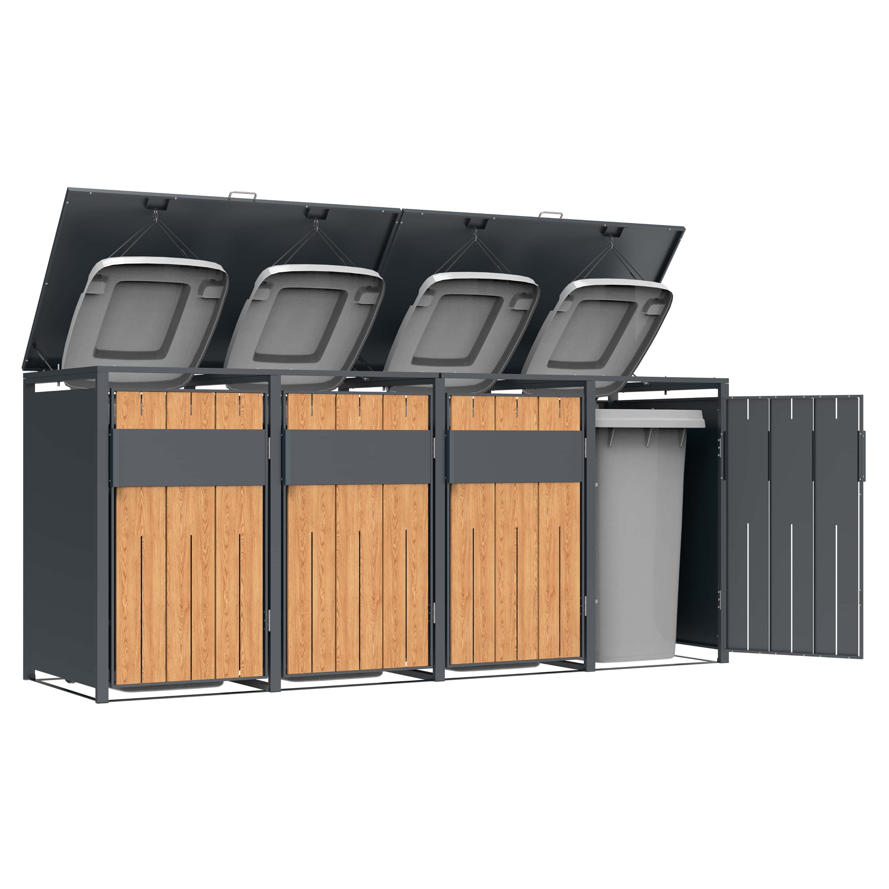 Westmann Varius-4 Metalen Containerombouw voor 4 kliko's - Houtlook