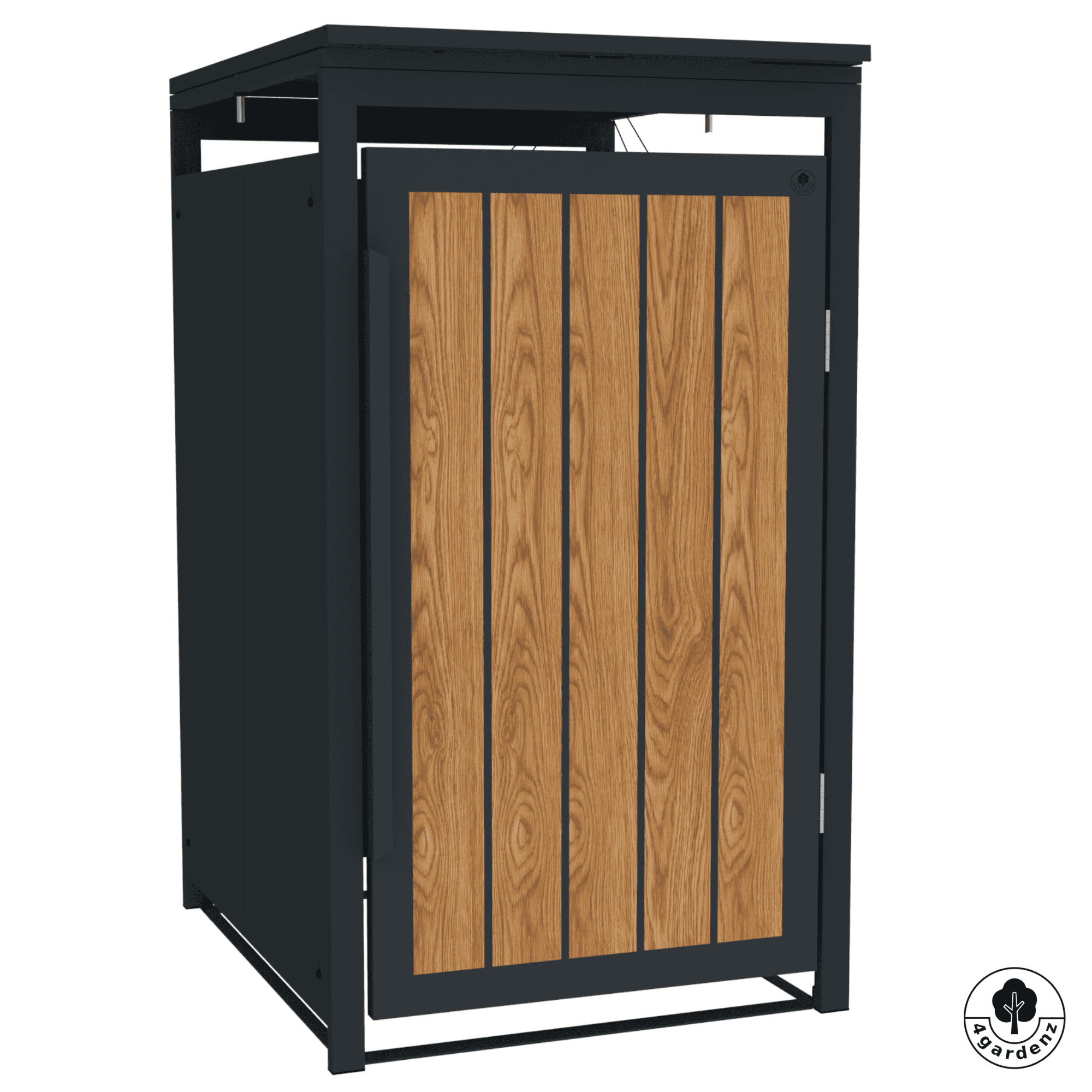 4gardenz® Slimline Kliko Containerombouw 1 Afvalbak - Antraciet/Houtlook