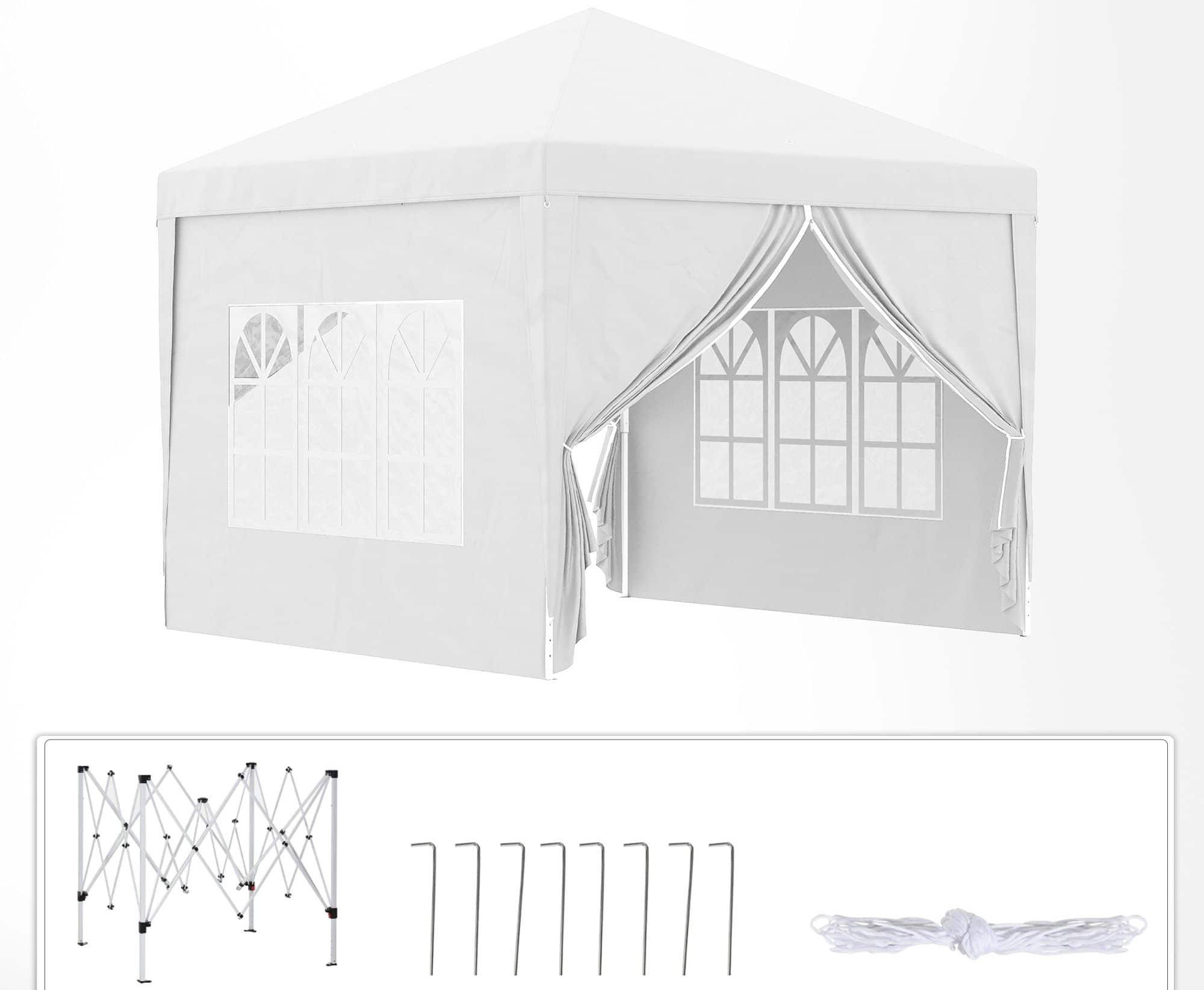 4goodz Partytent 3x3 m - Opvouwbaar met 4 Zijwanden - Wit
