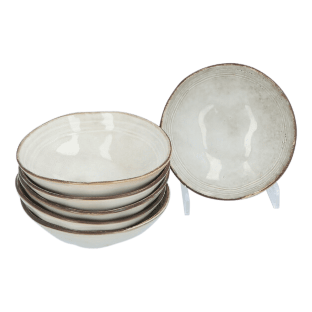 Aardewerk Serviesset Flower Beige 6 persoons 18-delig - Beige
