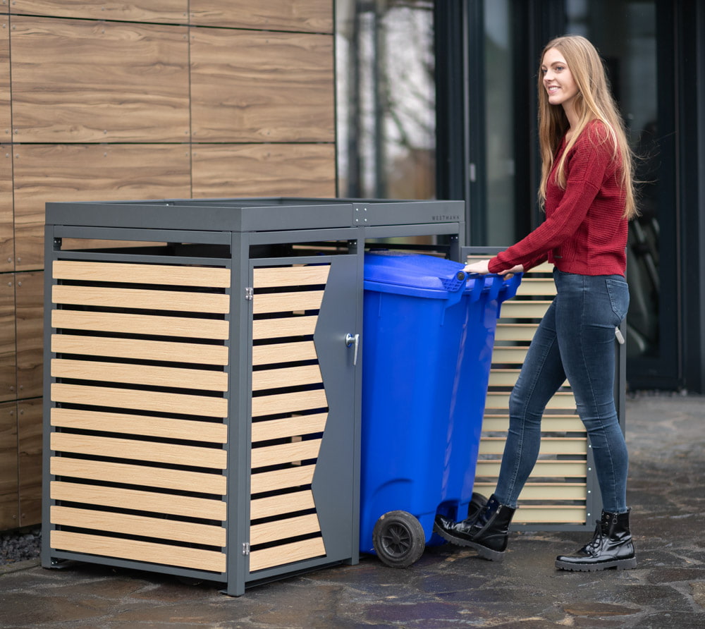 Westmann Containerombouw 2x240 ltr - ombouw met Afneembare bloembak - Houtlook