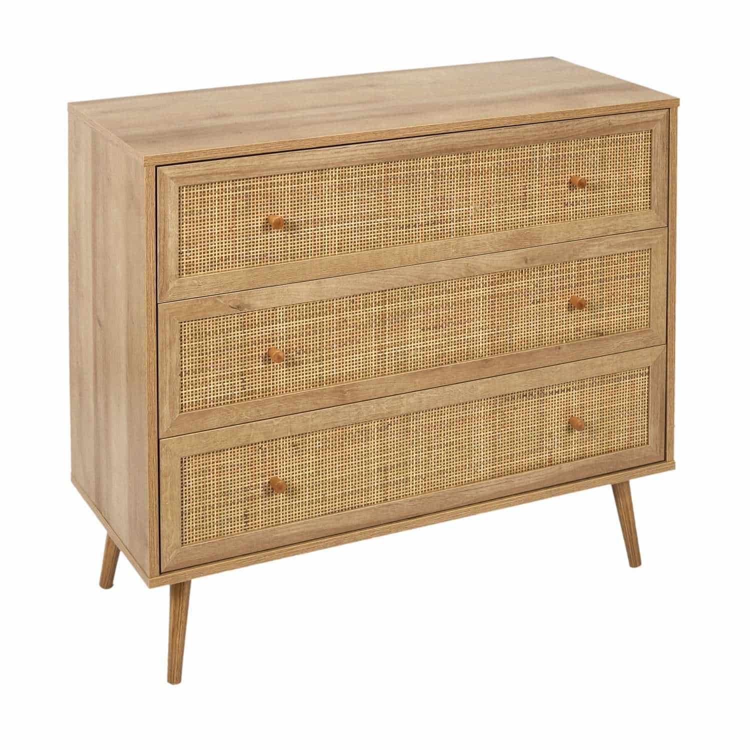 Ladekast Bali met Rattan voorzijde - Buffetkast 90x39x79 cm - Bruin