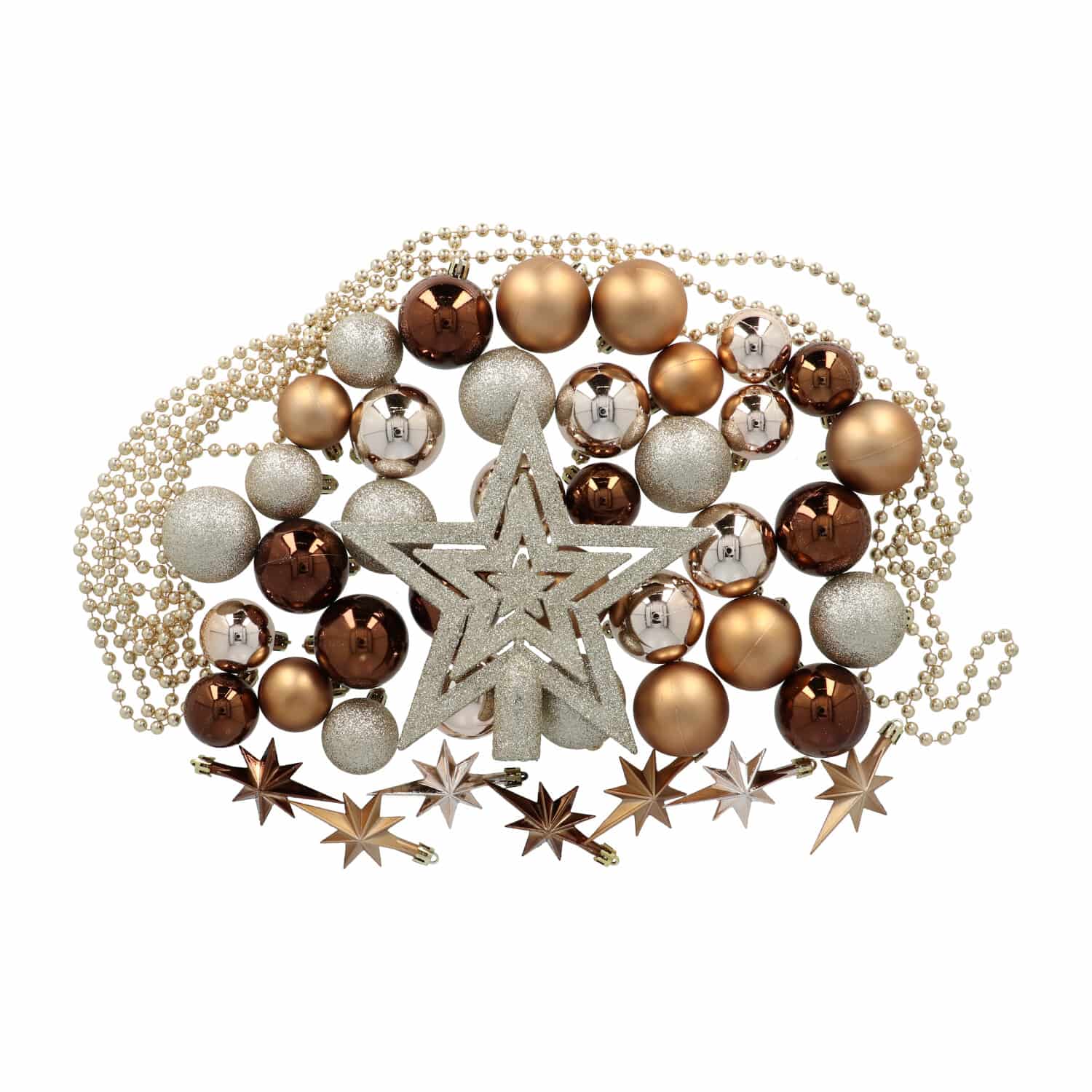 4goodz 45-delige Decoratieve Kunststof Kerstballen Brons/Zilver
