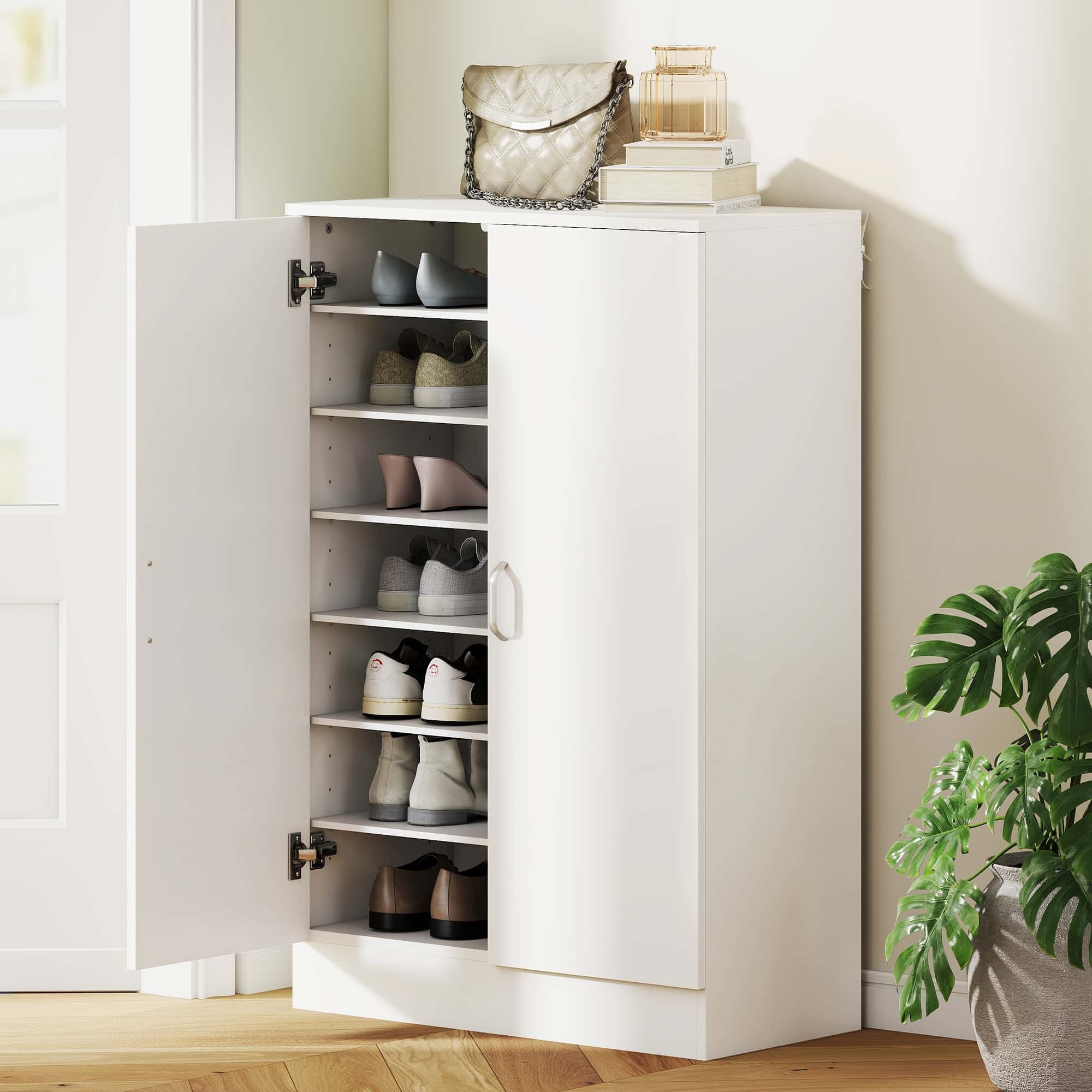4goodz Grote Schoenenkast 7 planken - soft-close - voor 21 paar - wit 4goodz Grote Schoenenkast 7 planken - soft-close - voor 21 paar - wit