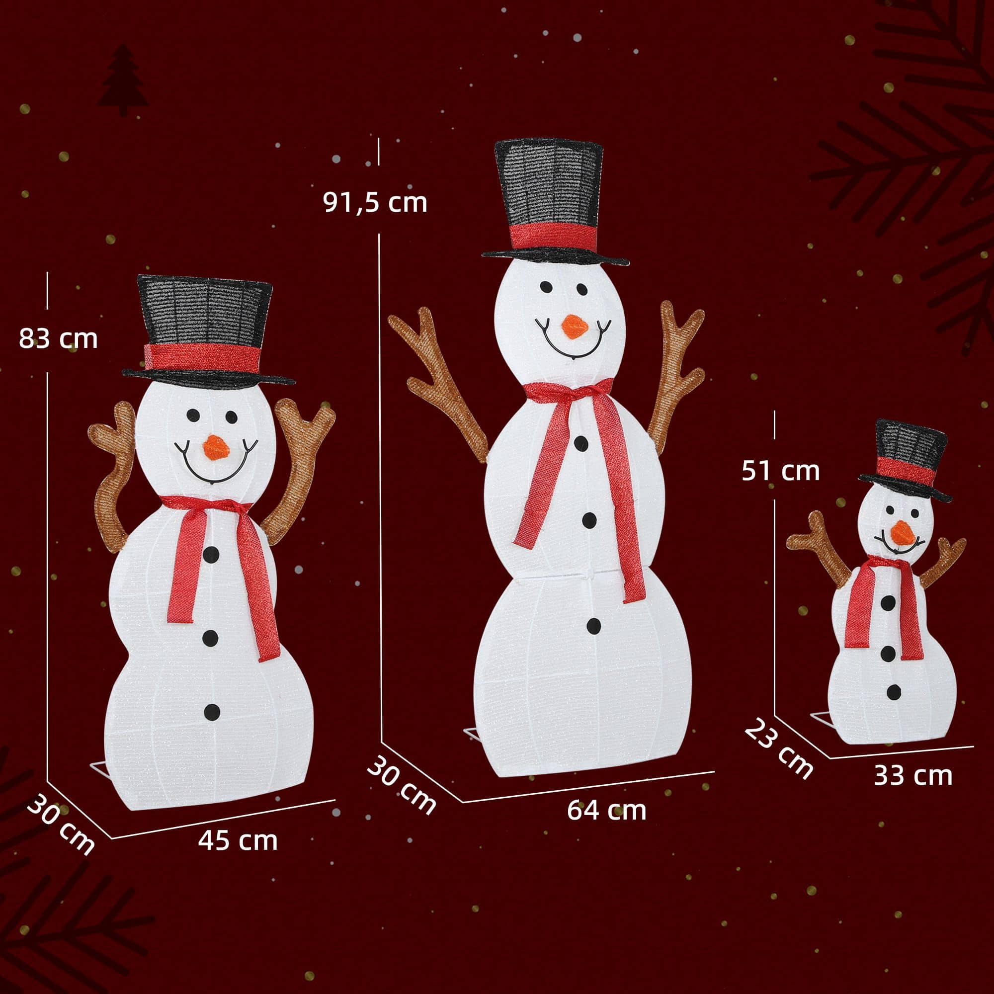4goodz kerstfiguur Set van Sneeuwmannen met verlichting 148 LED - wit