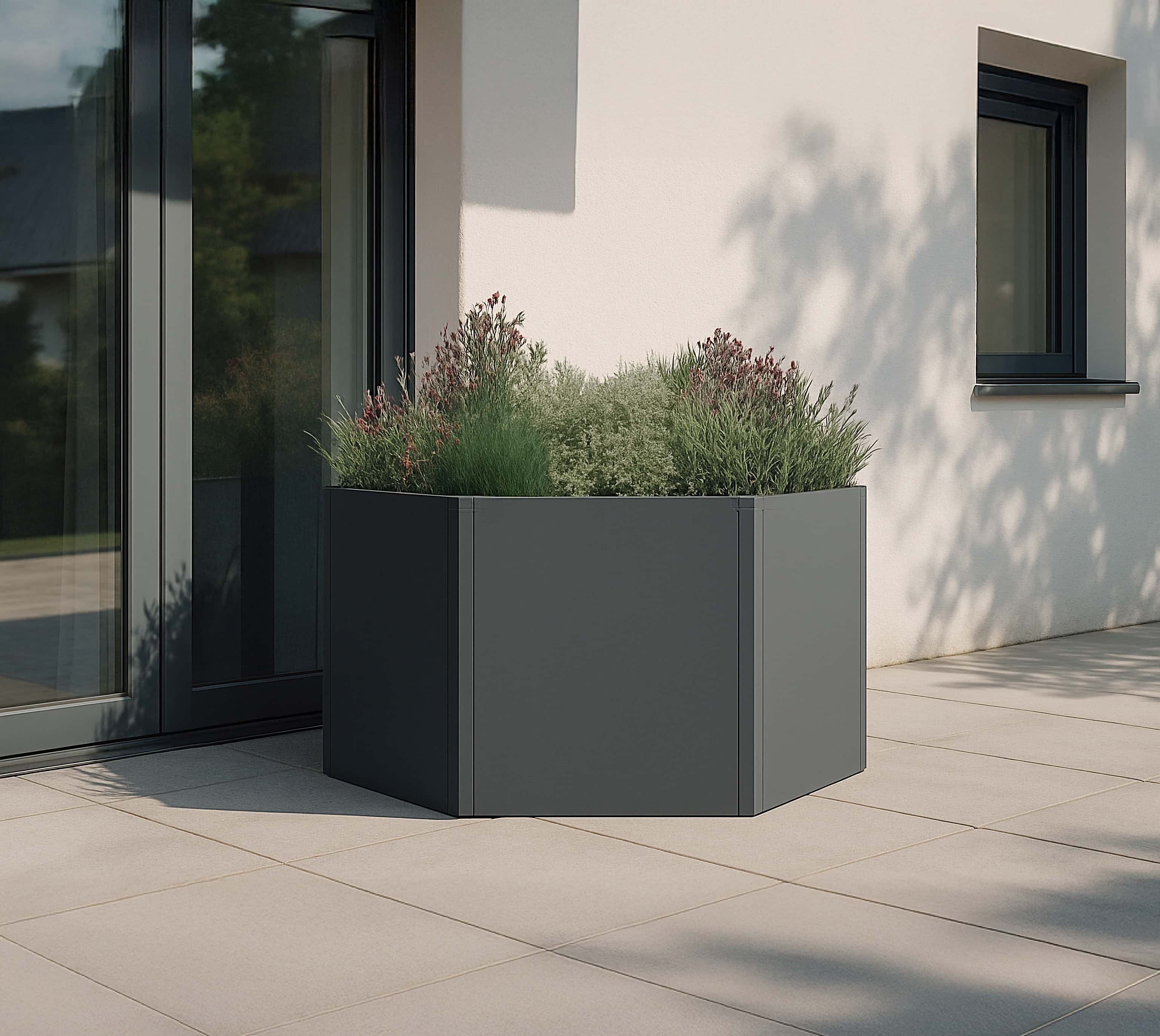 Westmann Varia - Verhoogde Plantenbak Zeshoekig Metaal 100x52 cm - Antraciet