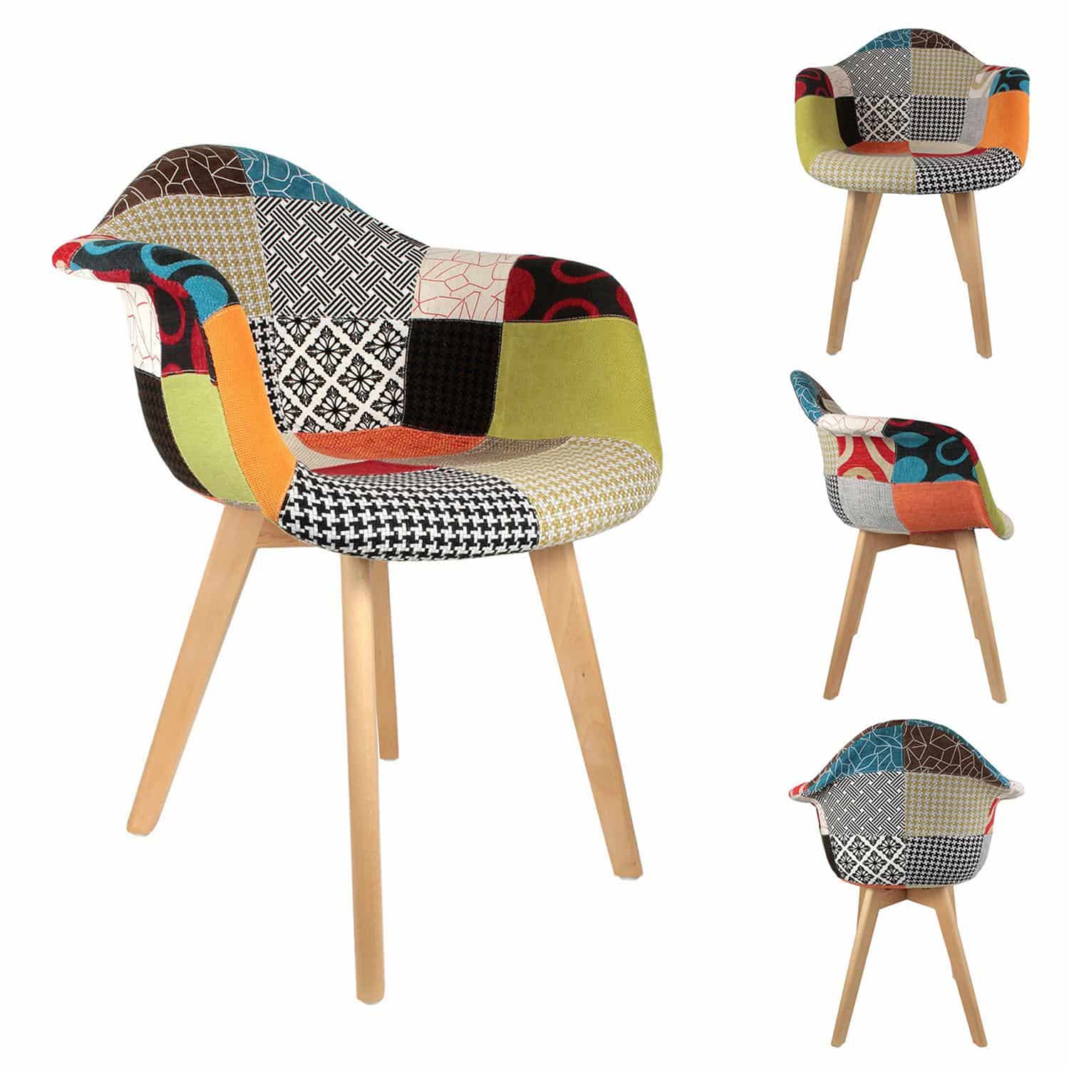 4goodz Lund Patchwork Eetkamerstoelen set van 2 stuks Armleuning - Multicolor