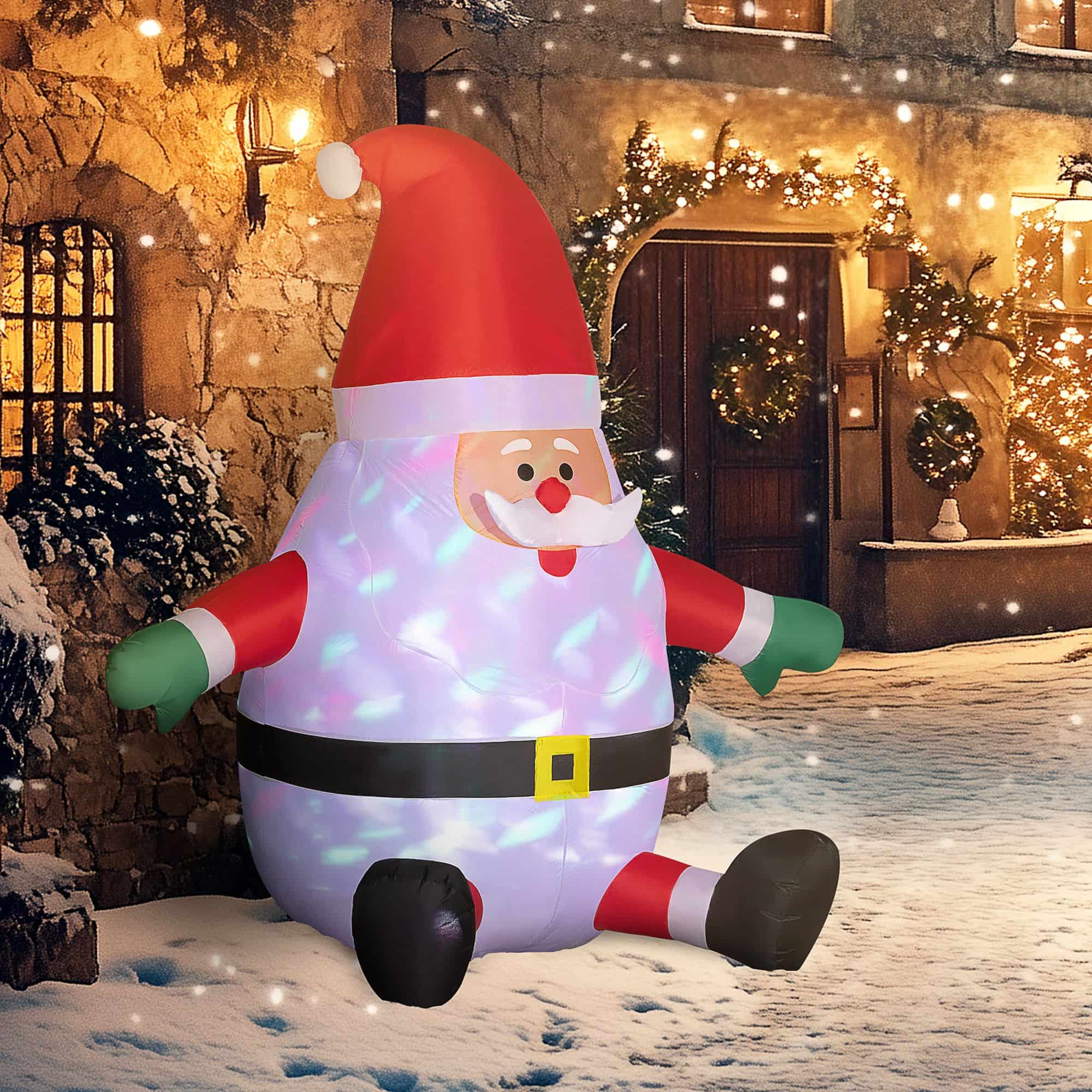 4goodz Opblaasbare Kerstman 180 cm met Draaiende Discobal verlichting