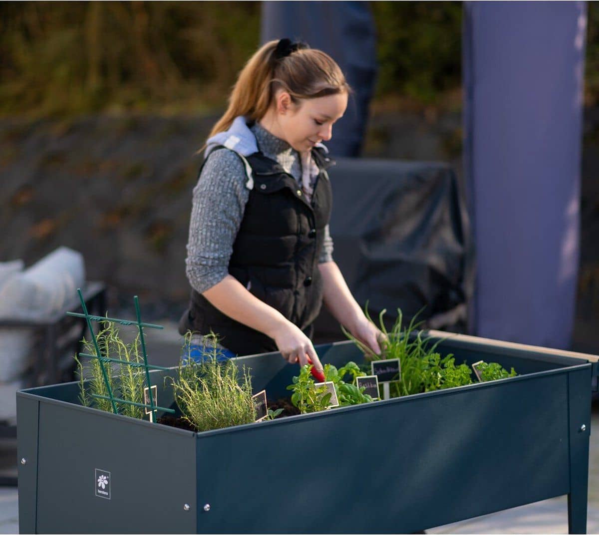 Herstera Garden® Metalen verhoogde Plantenbak Verrijdbaar- 120x60x84cm - Antraciet