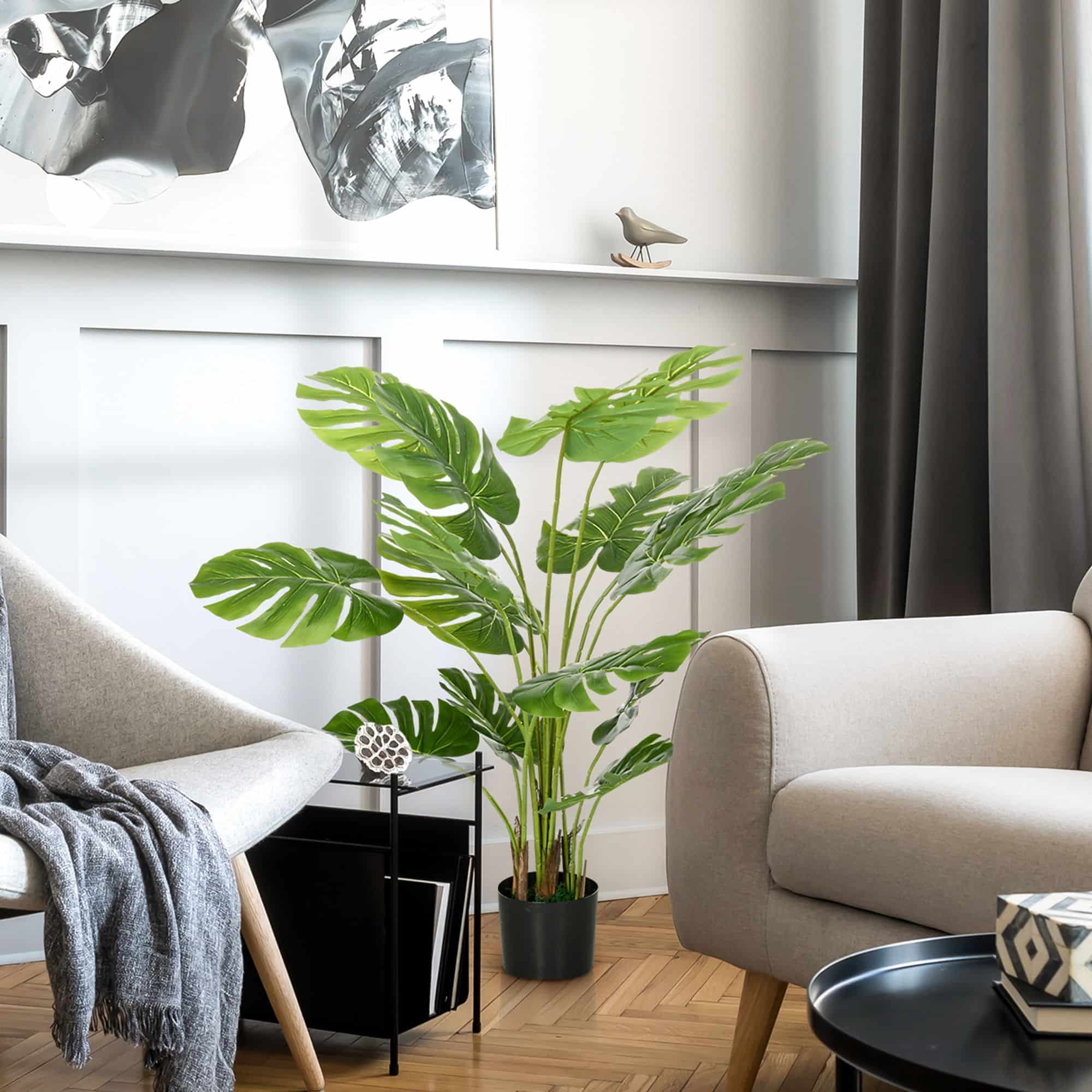 4goodz Kunstplant Monstera 120 cm Kunstplant met Pot en Mos