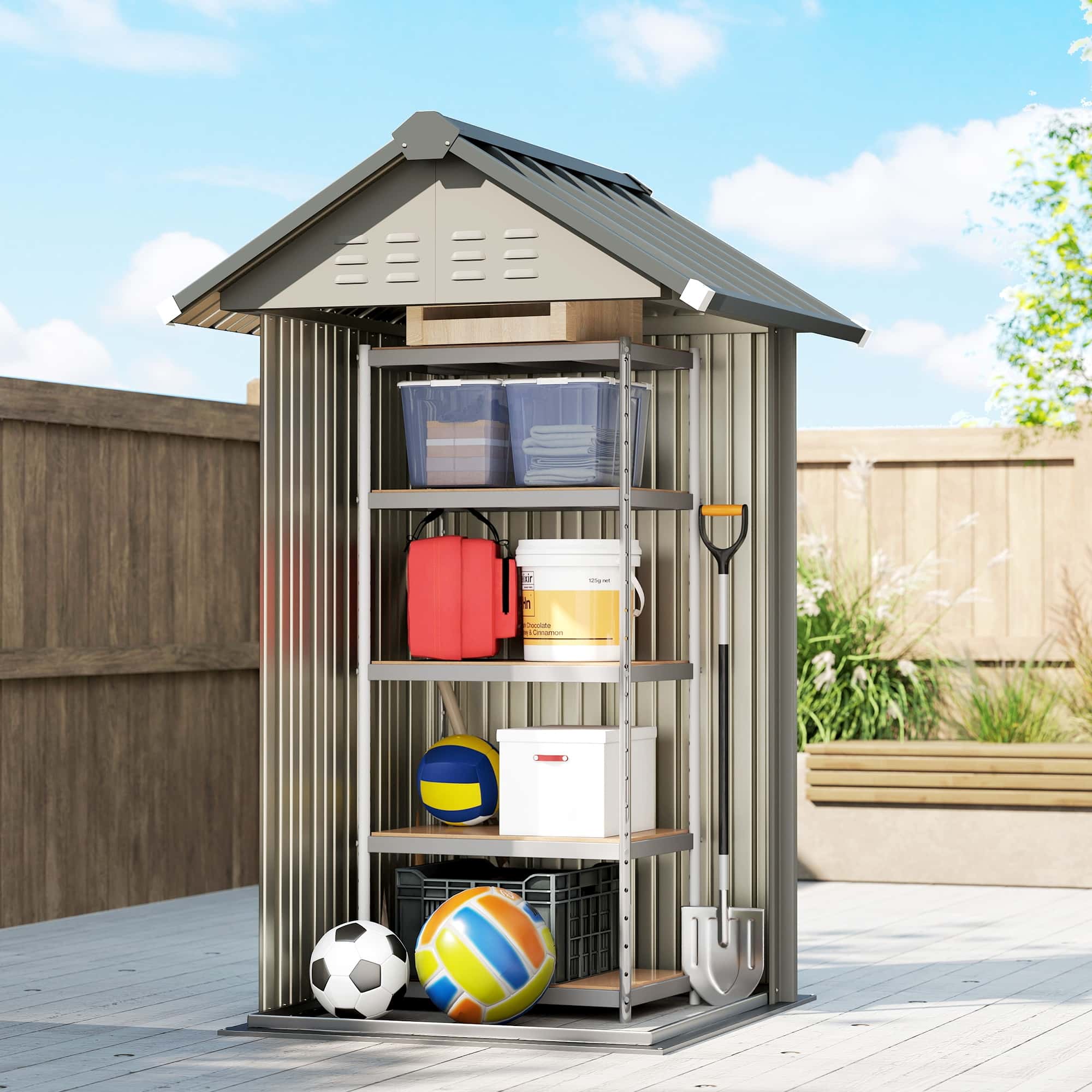 4goodz Metalen Gereedschapsschuur - Ventilatie - Slot - 122x121x192cm