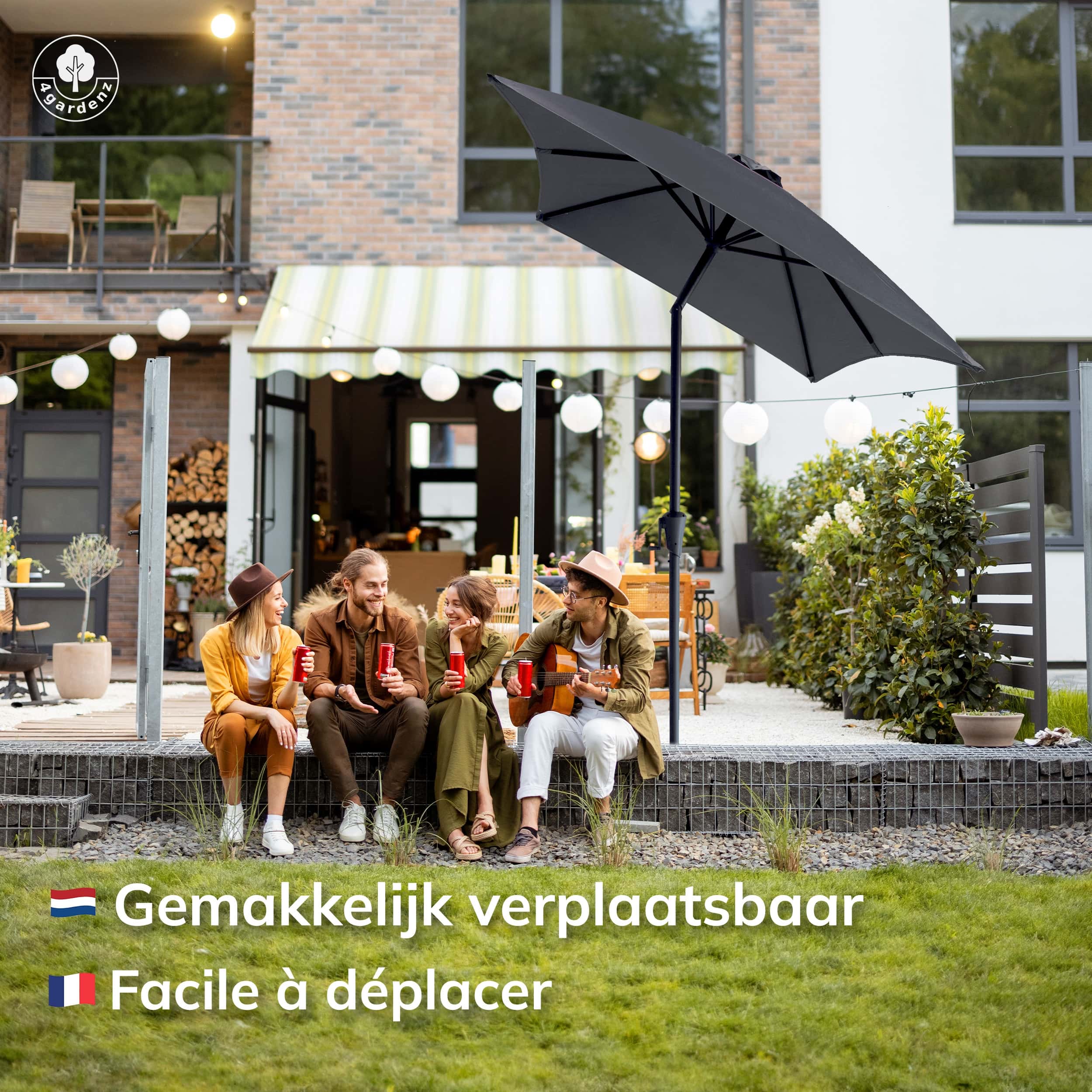 4gardenz® Parasol Rechthoek 150X250cm Kantelbaar - Balkonparasol - Grijs 4gardenz® Parasol Rechthoek 150X250cm Kantelbaar - Balkonparasol - Grijs
