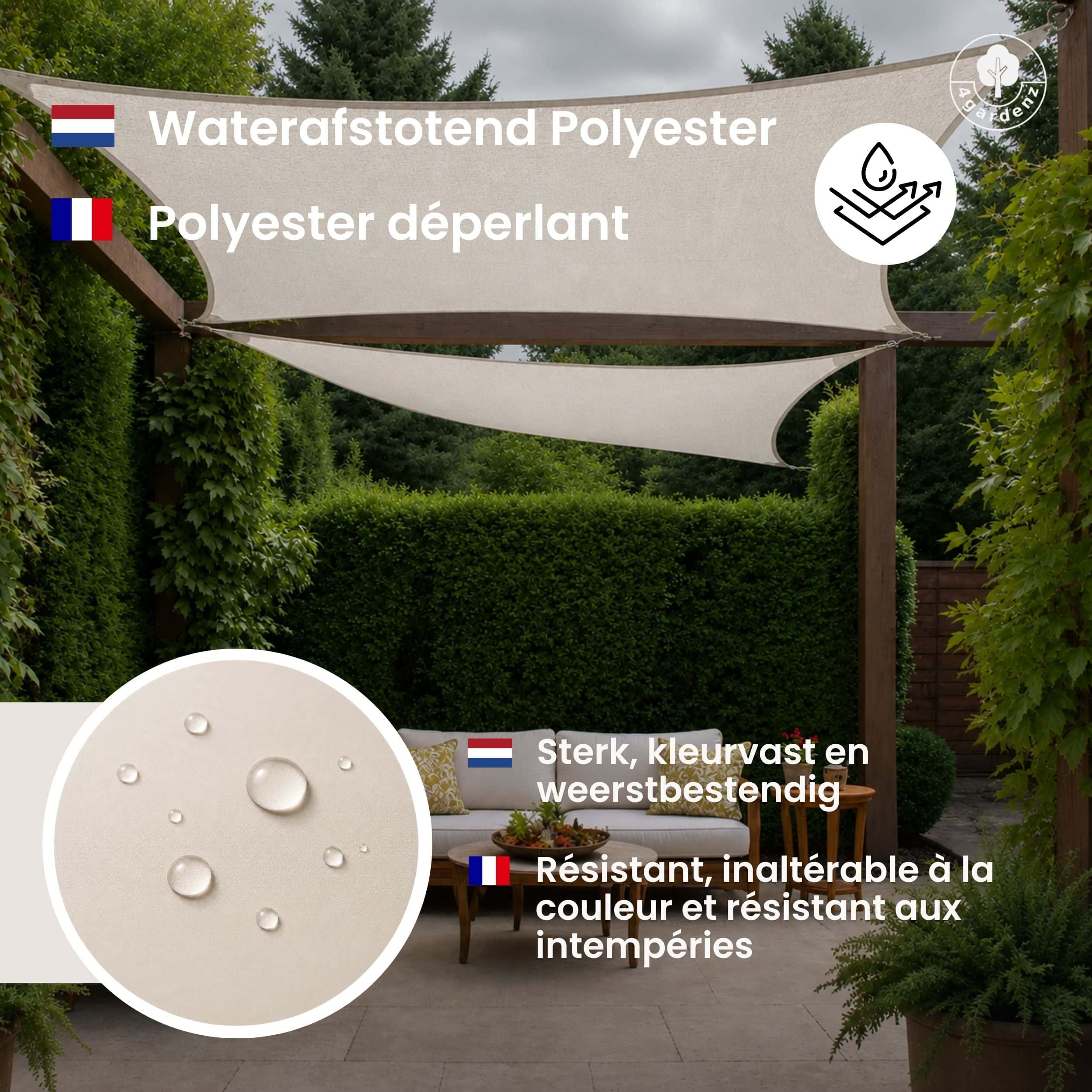 4gardenz Schaduwdoek Waterafstotend Rechthoek 5x6 mtr - Crème