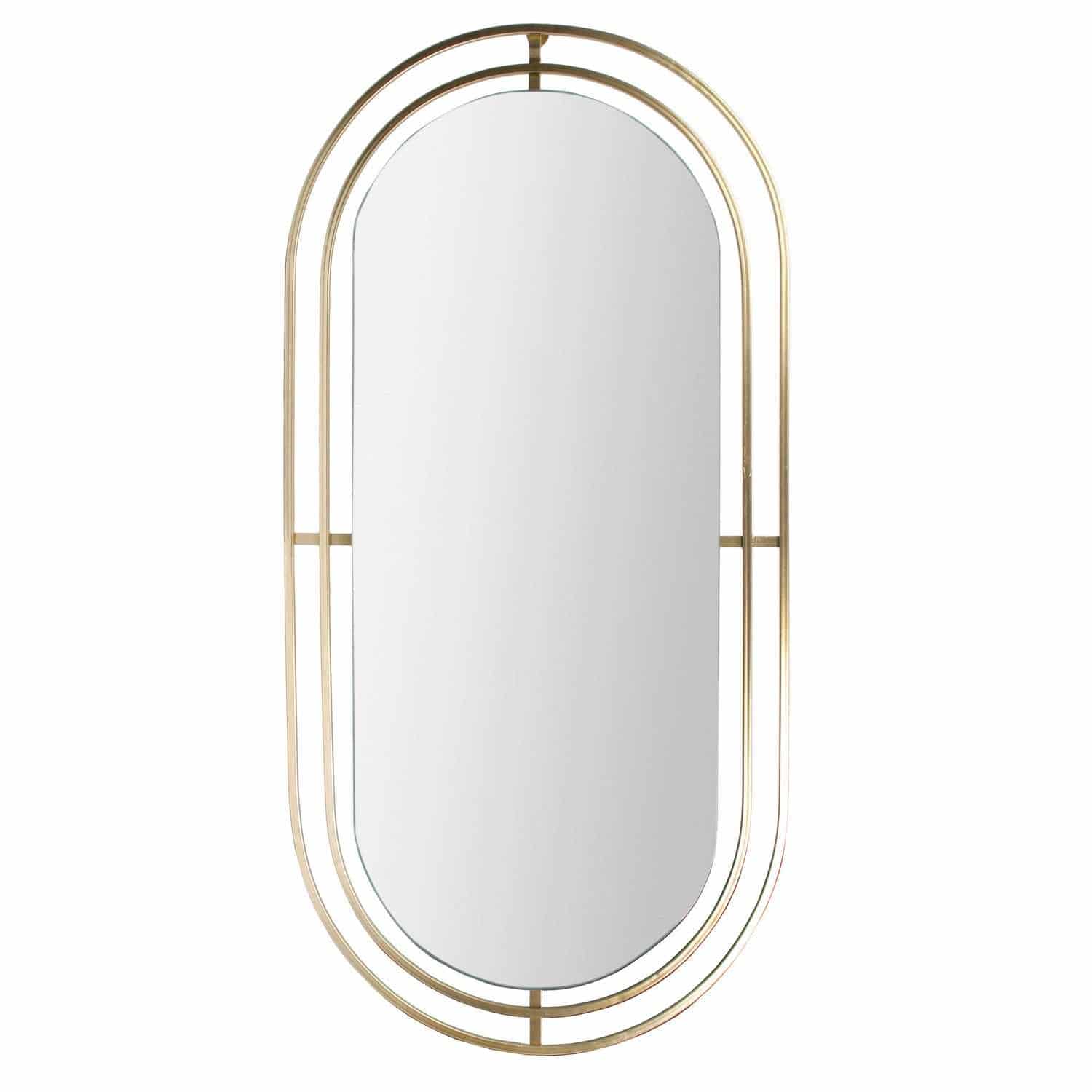 Wandspiegel Ovaal Artdeco Metaal 90x42 cm - Spiegel Goud