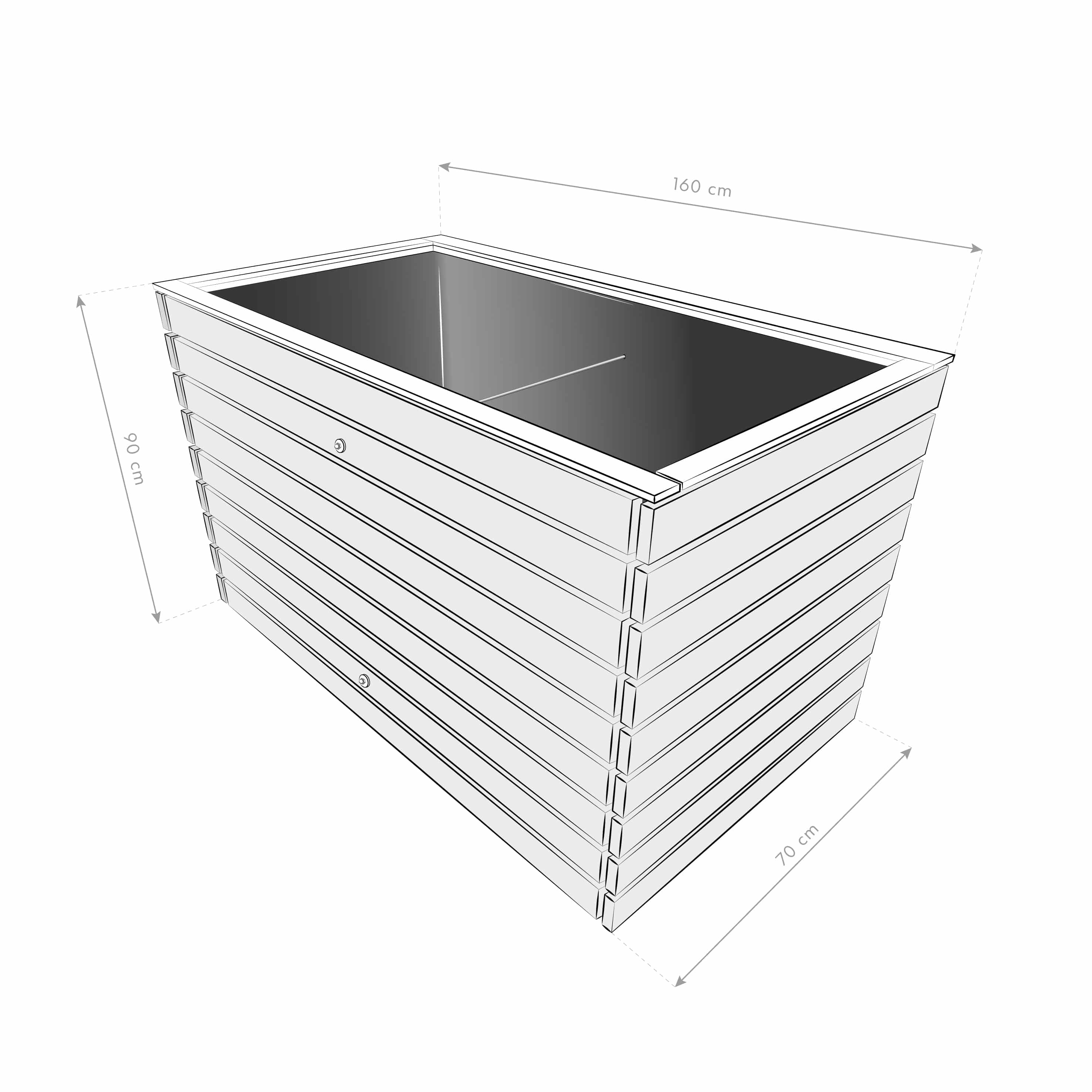 Westmann Houten Verhoogde Plantenbak Moestuin Asket XL - 160x70x90cm
