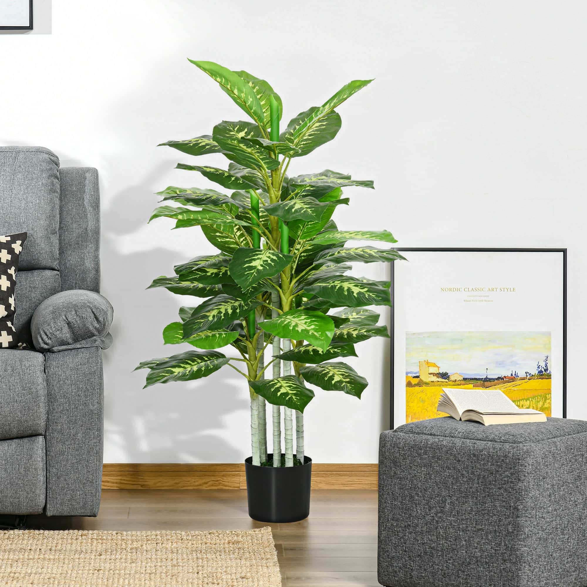 4goodz Kunstplant Dieffenbachia - Kunstplant met Pot -120 cm - Groen