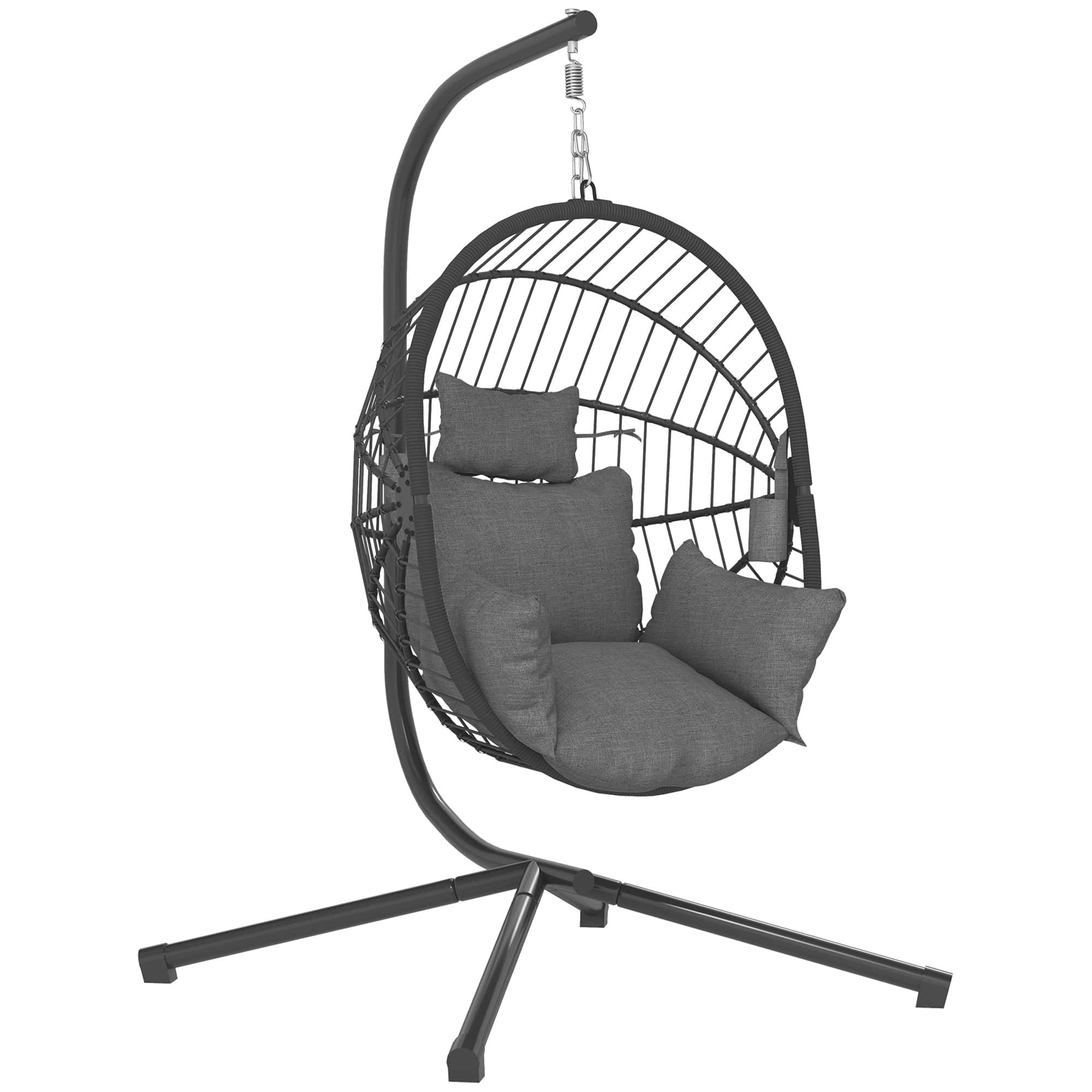 4goodz hangstoel voor binnen of buiten inclusief kussen 120x106x188 cm - Grijs