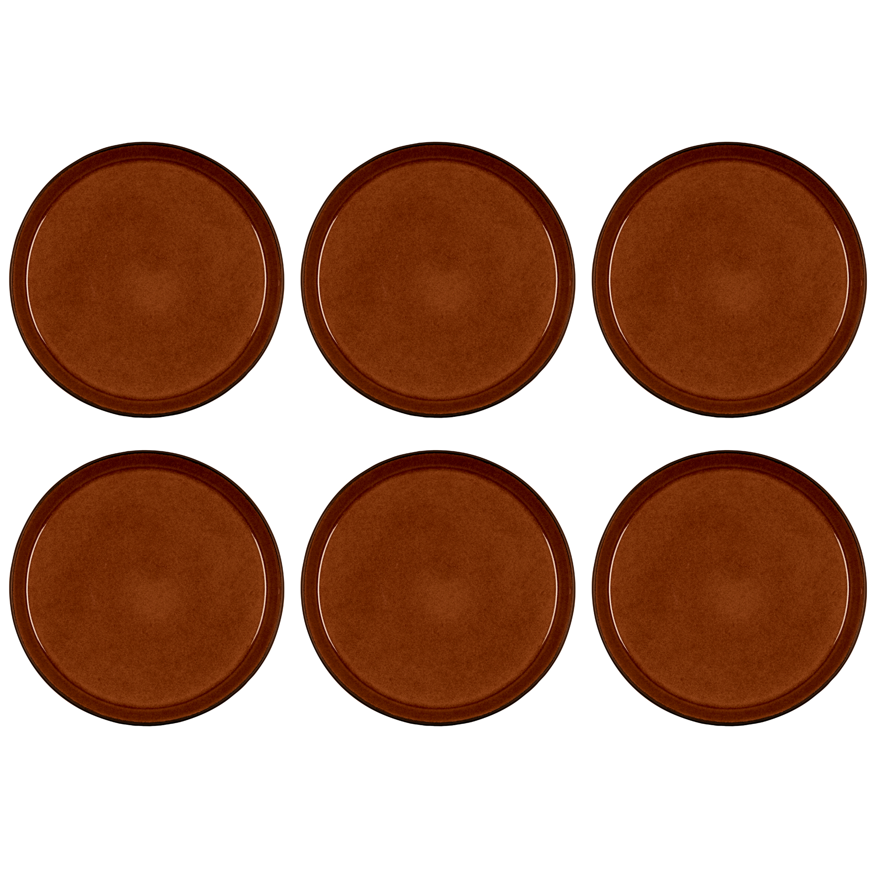 Bitz® Gastro - 6 stuks Aardewerk Ontbijtborden 21 cm Amber/Zwart 821405