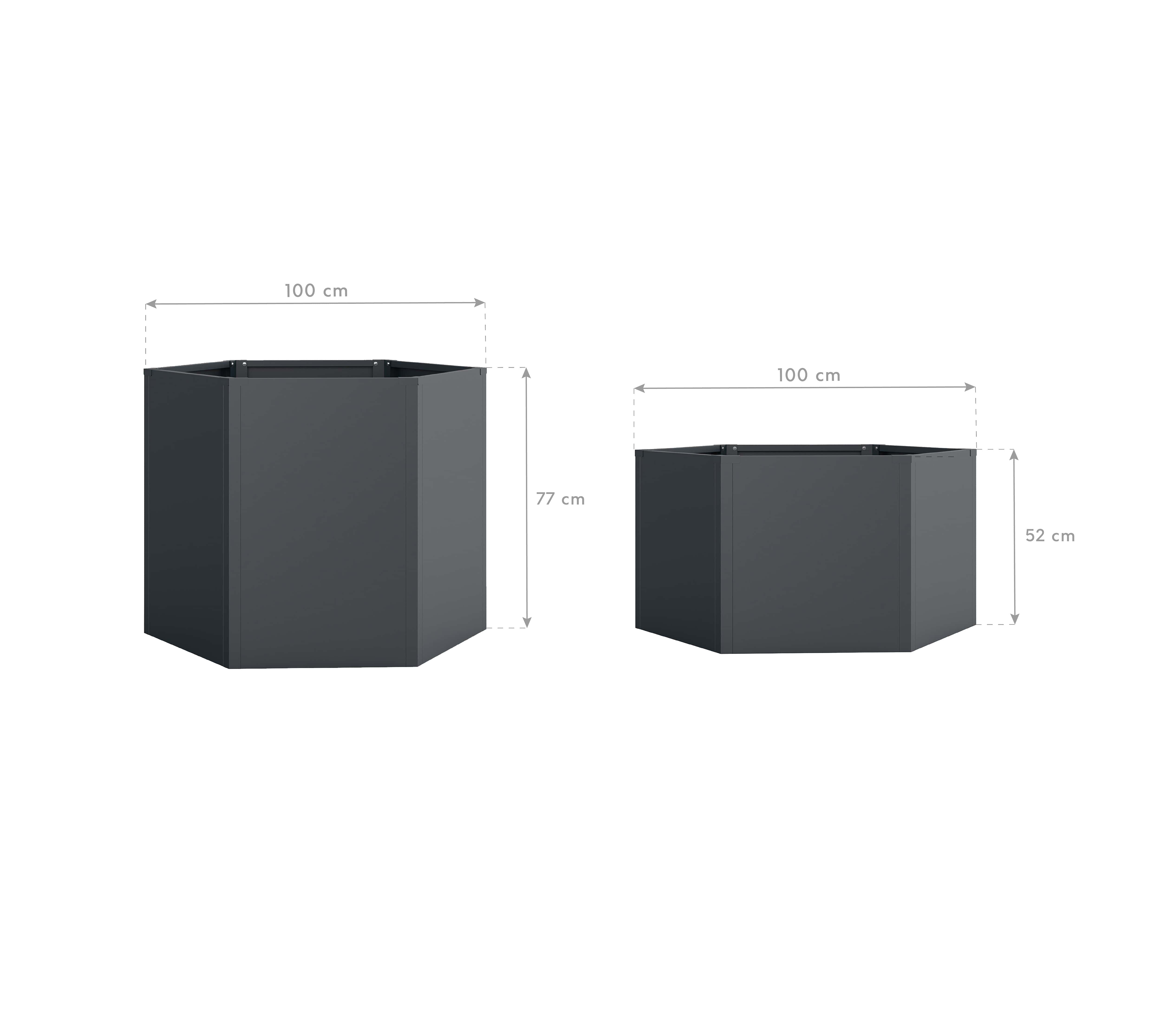 Westmann Varia - Verhoogde Plantenbak set 2 stuks Zeshoekig Metaal 52 en 77 cm - Antraciet