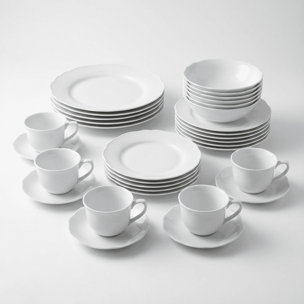 Serviesset 6 persoons Alma - Klassiek Servies Porselein 30-delig - Wit Serviesset 6 persoons Alma - Klassiek Servies Porselein 30-delig - Wit