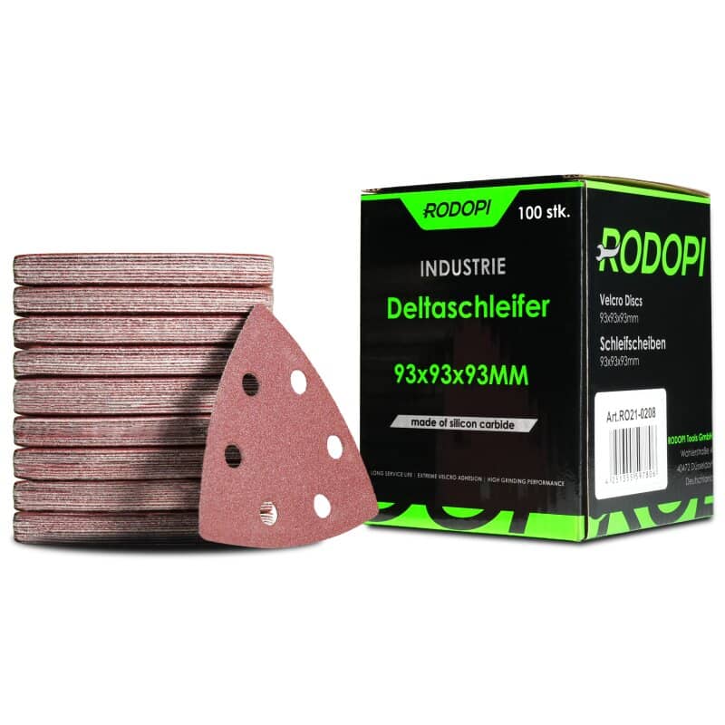 Rodopi® 100x Korrel 320 Delta Schuurpapier Driehoek 93 mm - Industrieel