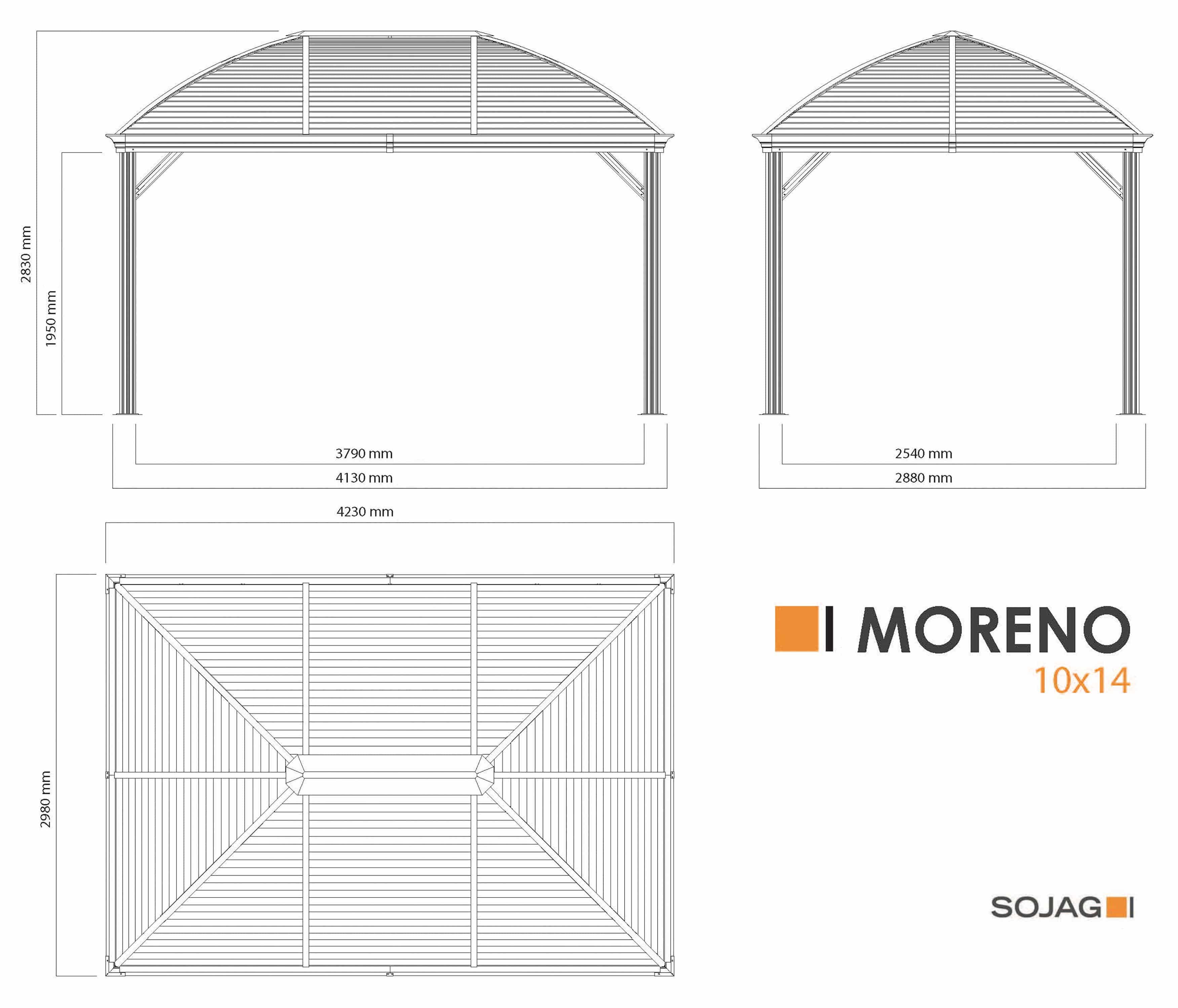 Sojag Paviljoen Pergola Moreno 298x423x283 cm - Antraciet