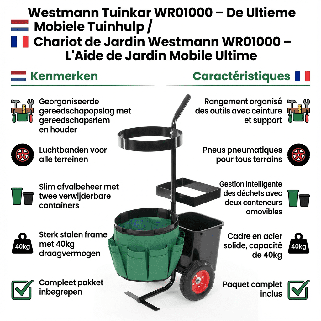 Westmann Tuinwagen Verrijdbaar WR01000 - Tuinkar met Wielen