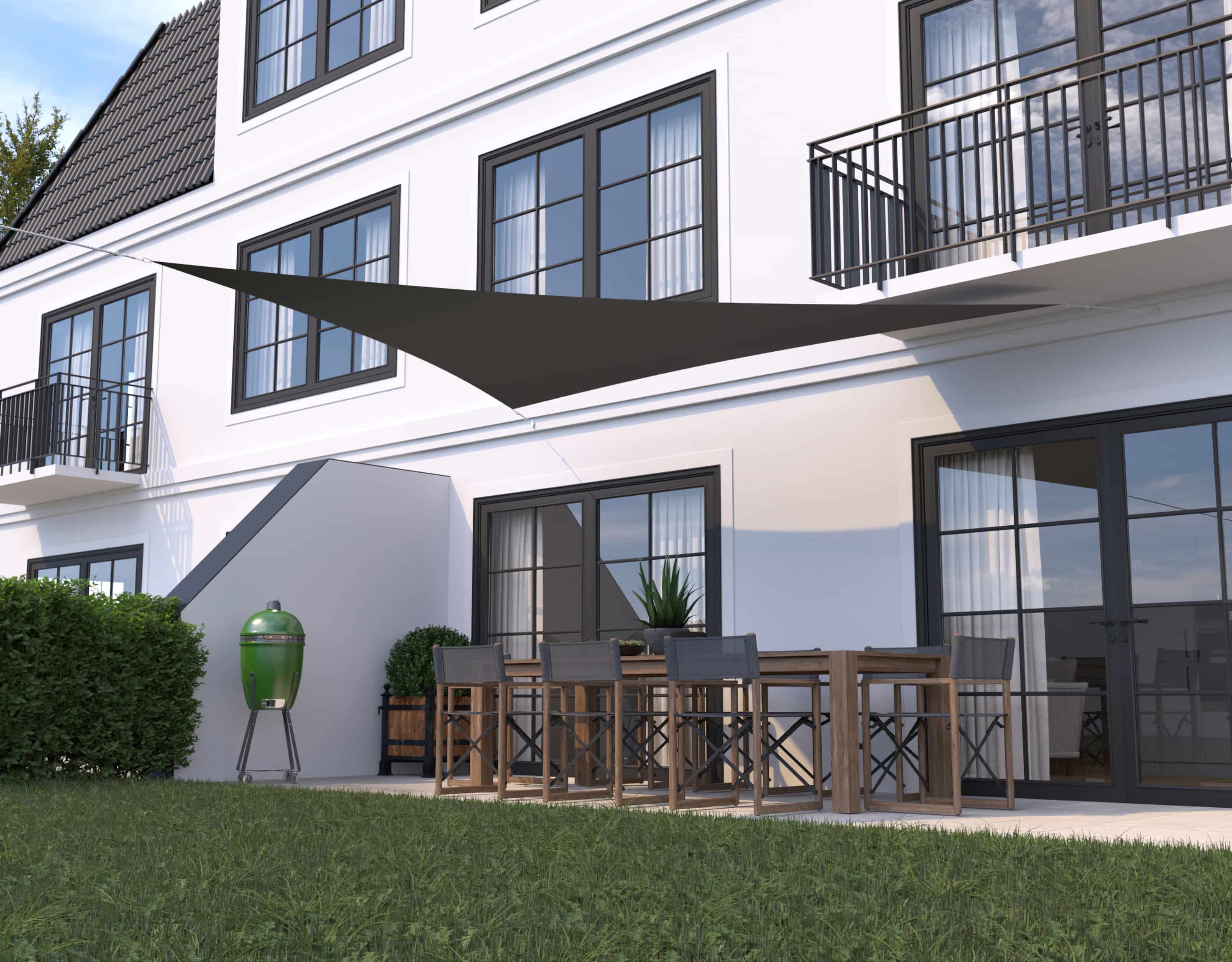 hanSe® Schaduwdoek Driehoek Gelijkbenig Waterafstotend 3x4x4 m Grijs