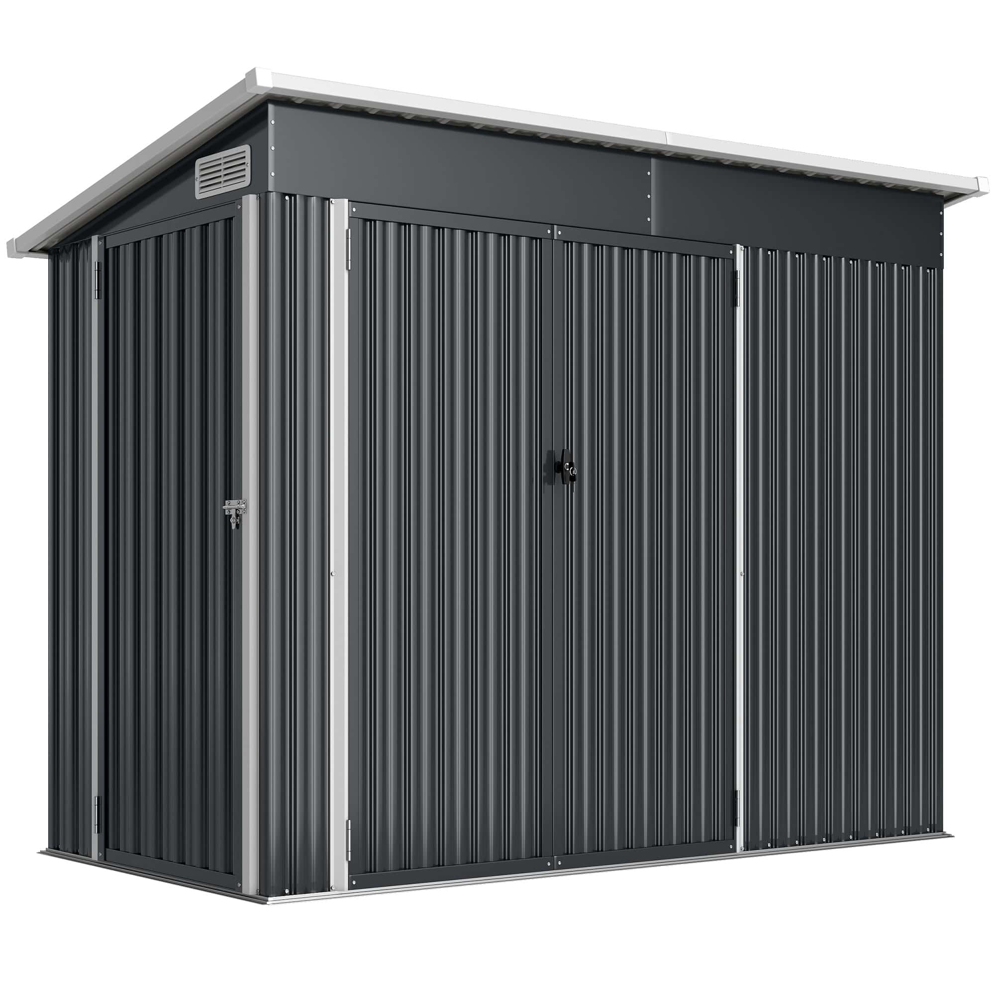 4goodz Gereedschapsschuur metaal met 3 deuren - 234x132x185 cm - grijs