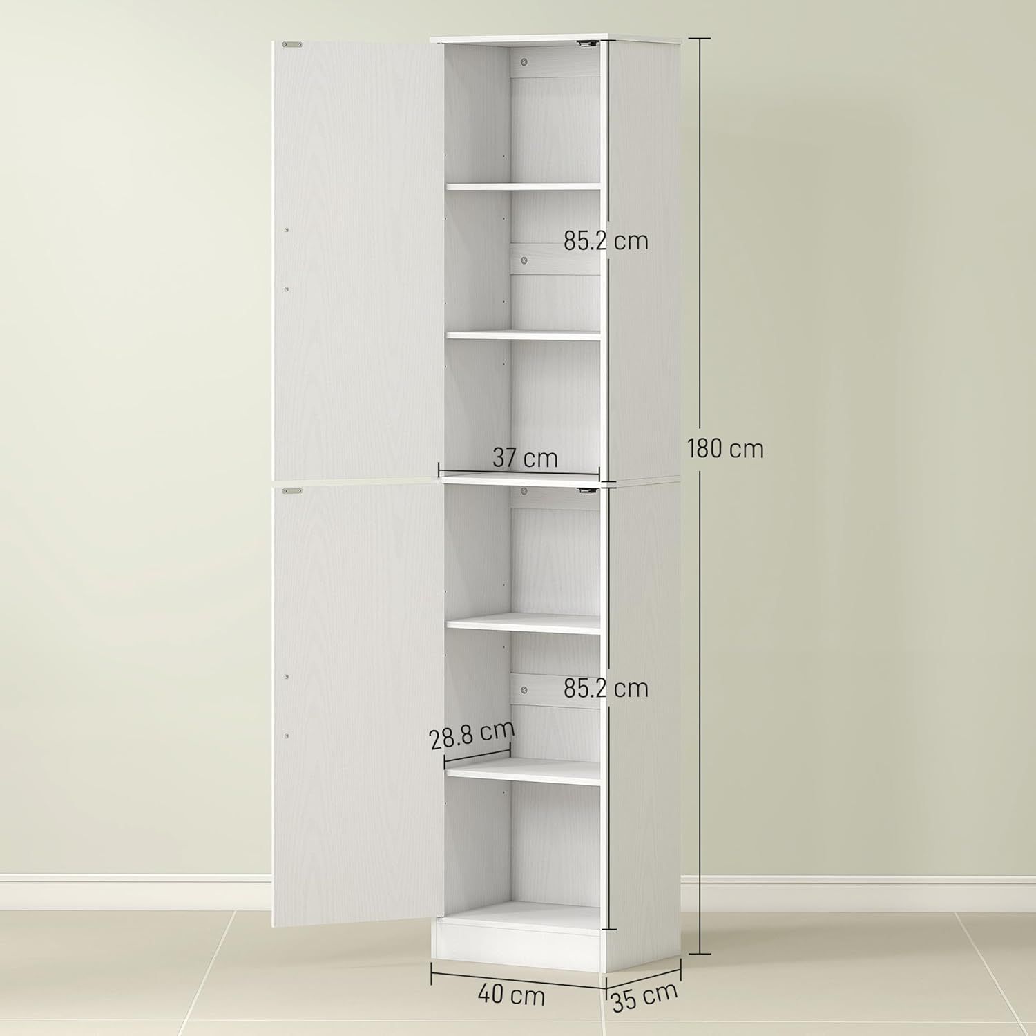 4goodz Badkamerkast 180 cm - ruime Kolomkast met 2 deuren - Wit