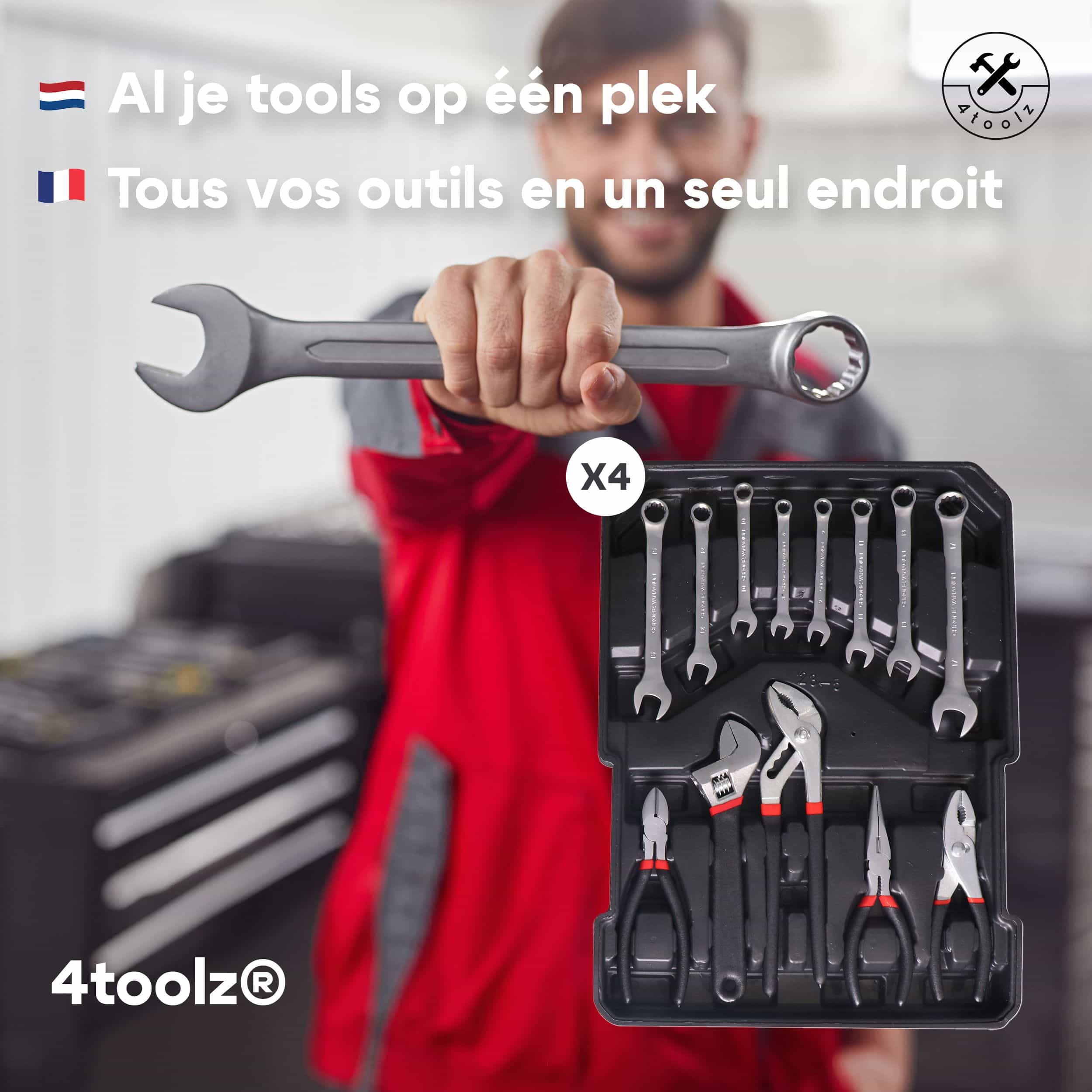 4toolz® Gereedschapskoffer XXL - 1020-delig - Aluminium trolley met wielen