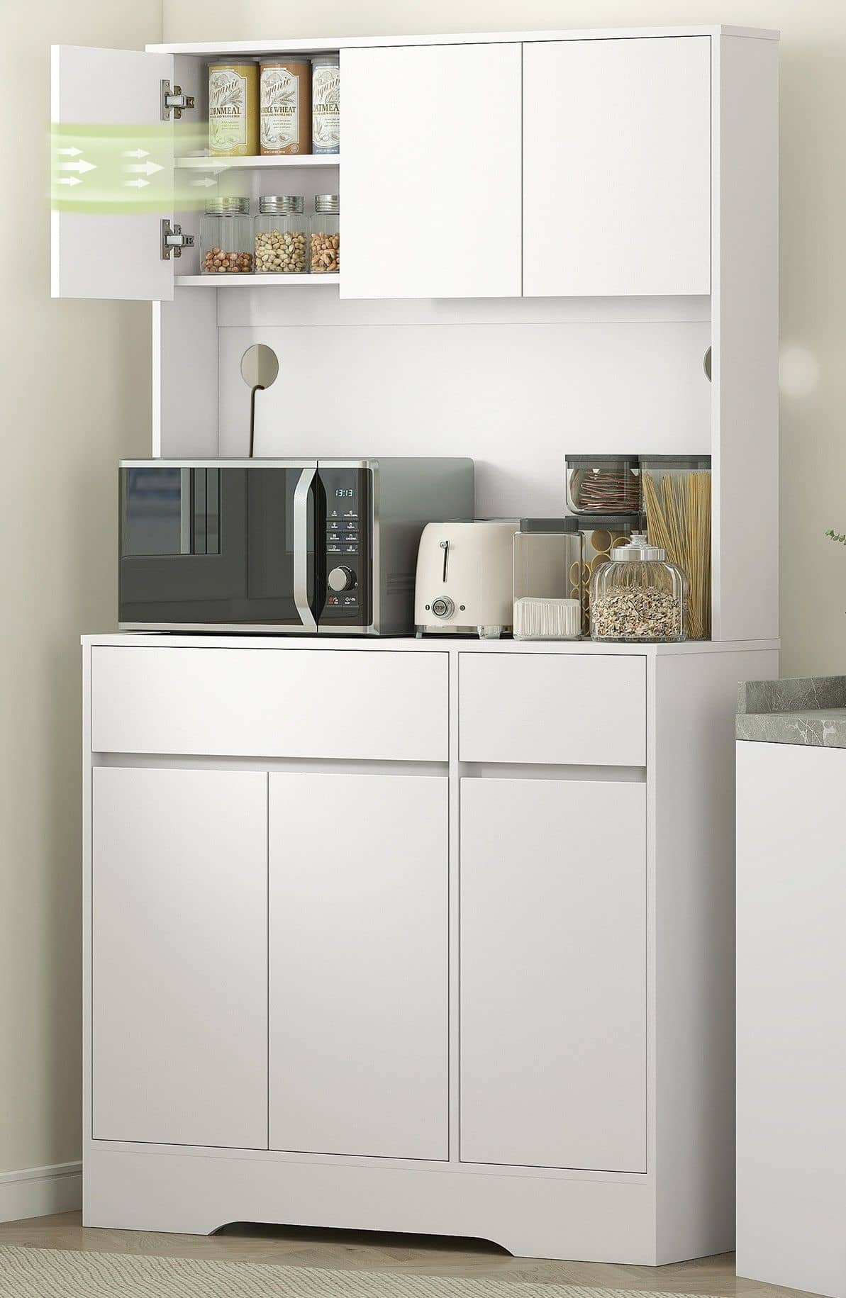 4goodz Keukenkast met Open Werkblad - Verstelbare Planken - Wit 4goodz Keukenkast met Open Werkblad - Verstelbare Planken - Wit