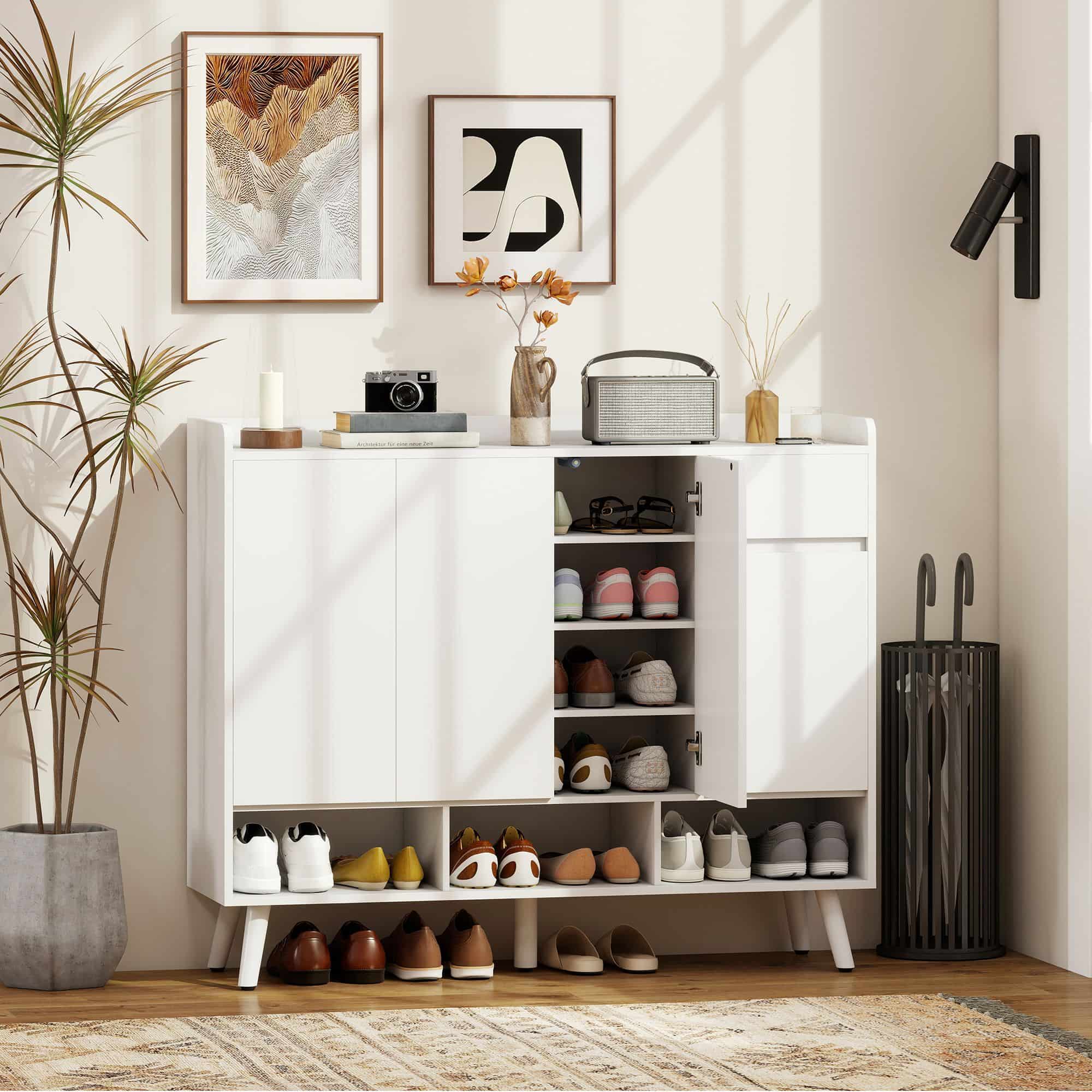 4goodz XXL Schoenenkast met 3 deuren - verstelbare planken - Wit