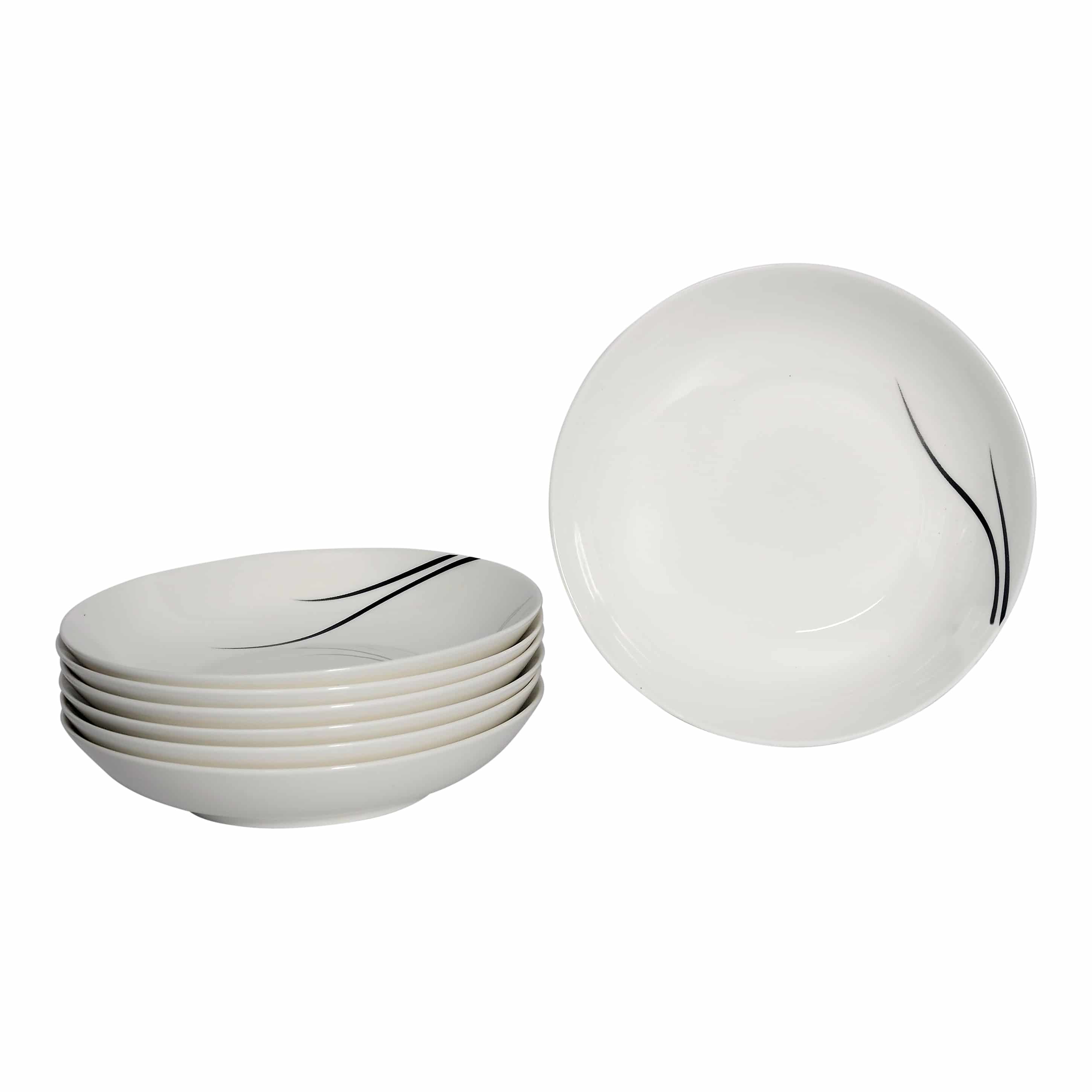 Luzzo® Bristol Serviesset 8 persoons - 48 delig servies - Wit met lijnen