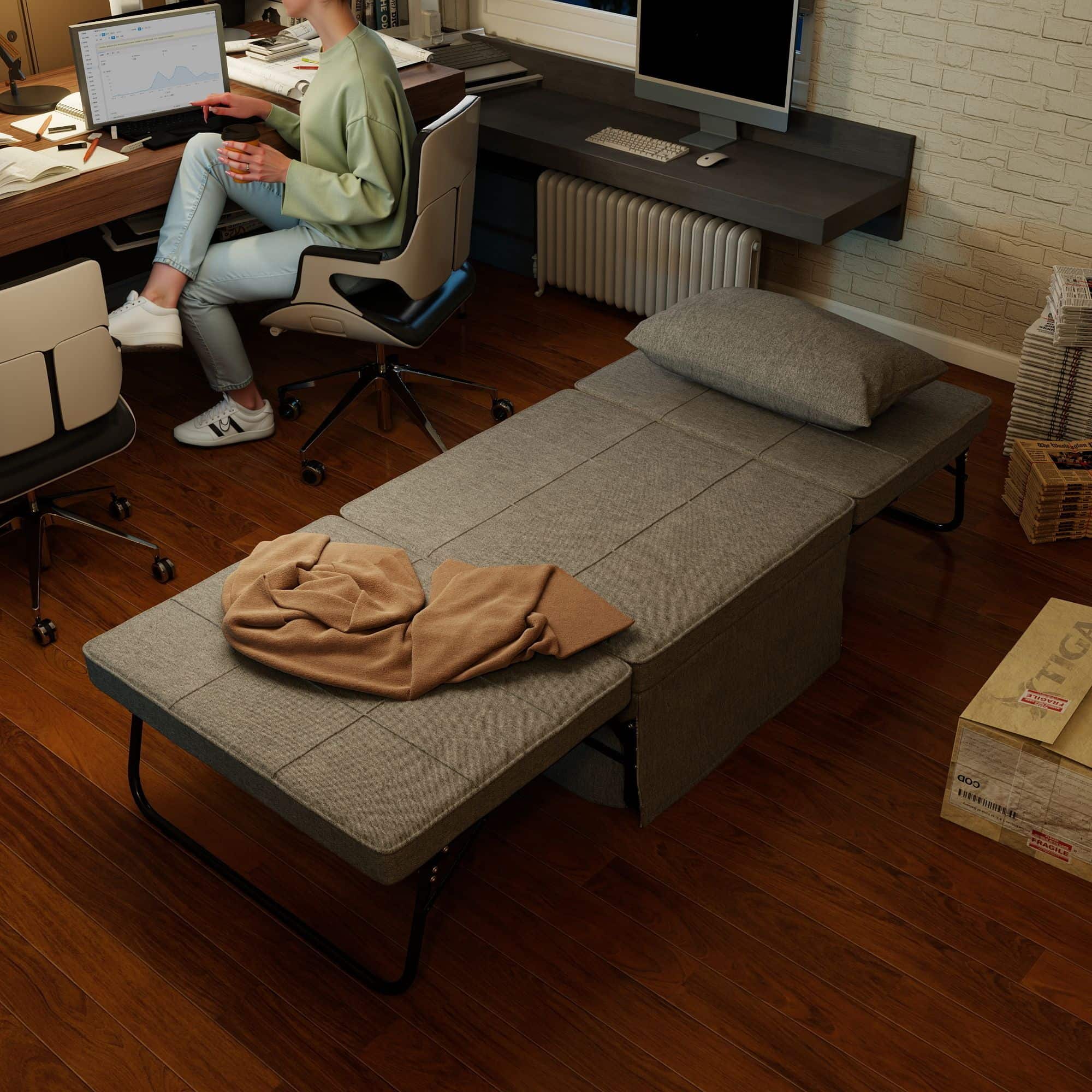 4goodz Opklapbaar Logeerbed 1 persoons - wielen - 150 kg - 190x75 cm 4goodz Opklapbaar Logeerbed 1 persoons - wielen - 150 kg - 190x75 cm