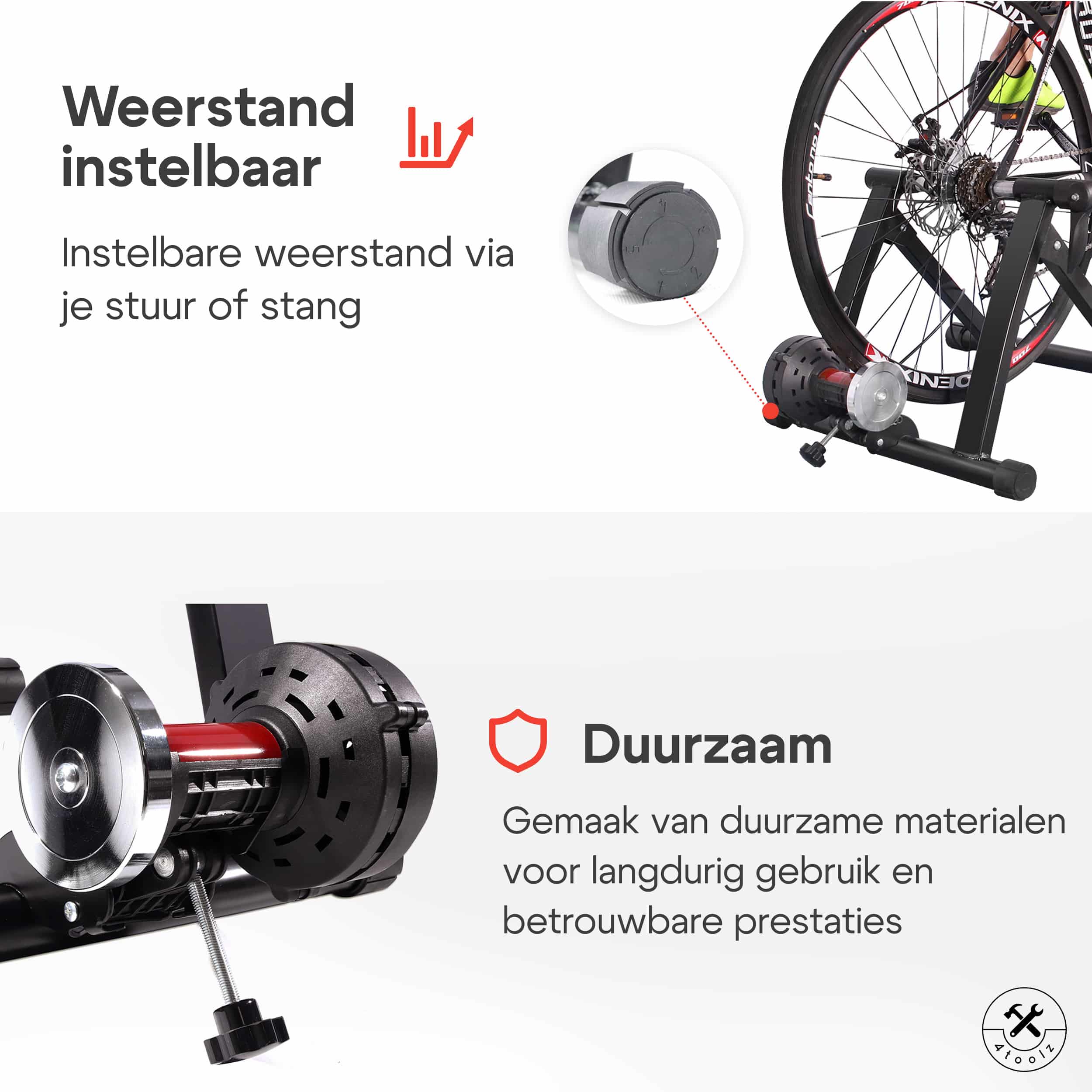 4toolz® Fietstrainer met Verstelbare Weerstand - Rollenbank