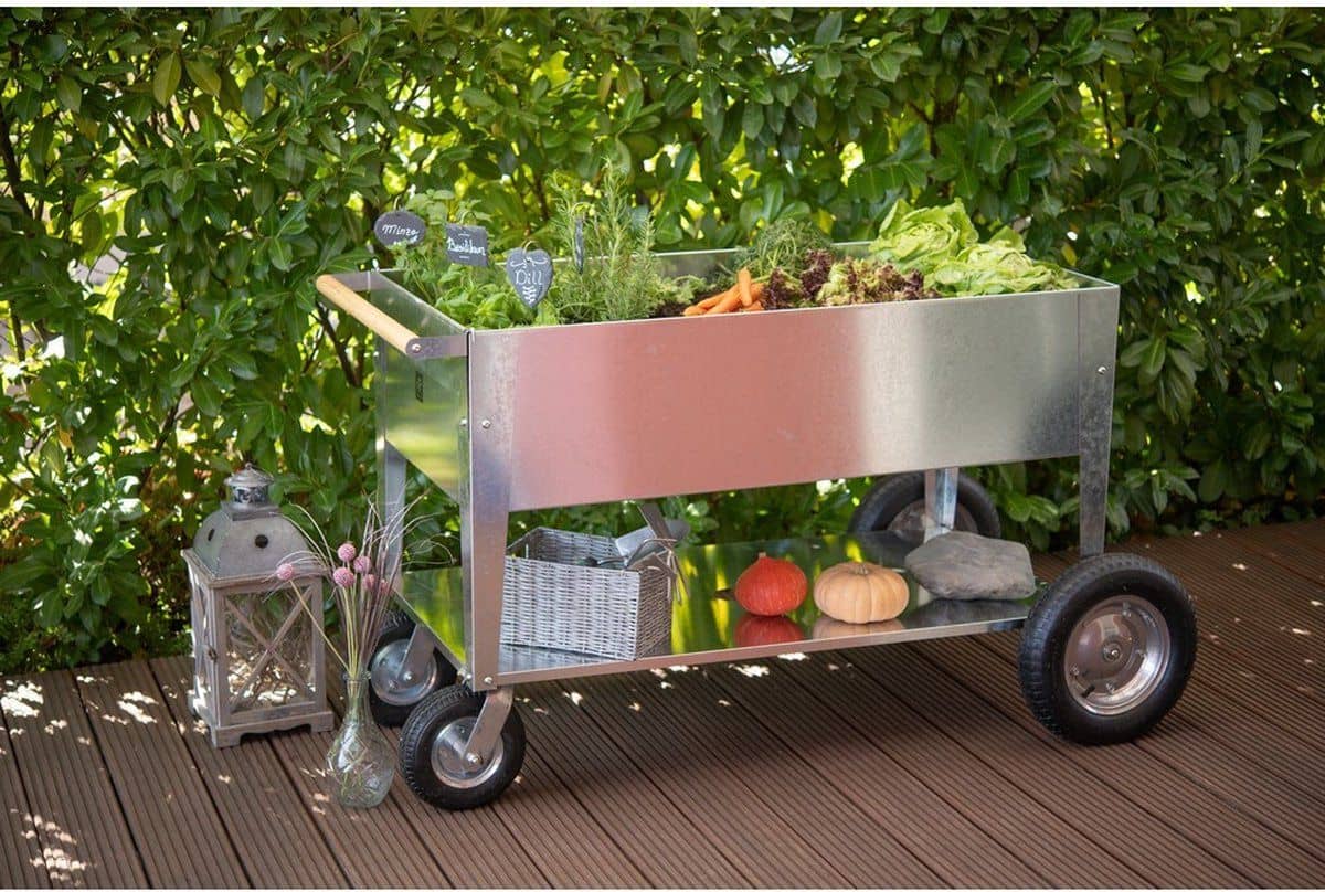 Herstera Garden® Metalen Plantenbak Verrijdbaar- 120x60x84cm - Zilverkleurig Herstera Garden® Metalen Plantenbak Verrijdbaar- 120x60x84cm - Zilverkleurig