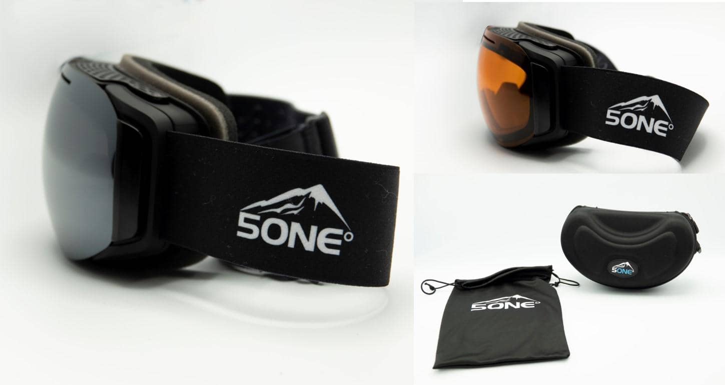 5one® Alpine 7 - skibril - 2 verwisselbare lenzen - Oranje en Grijs