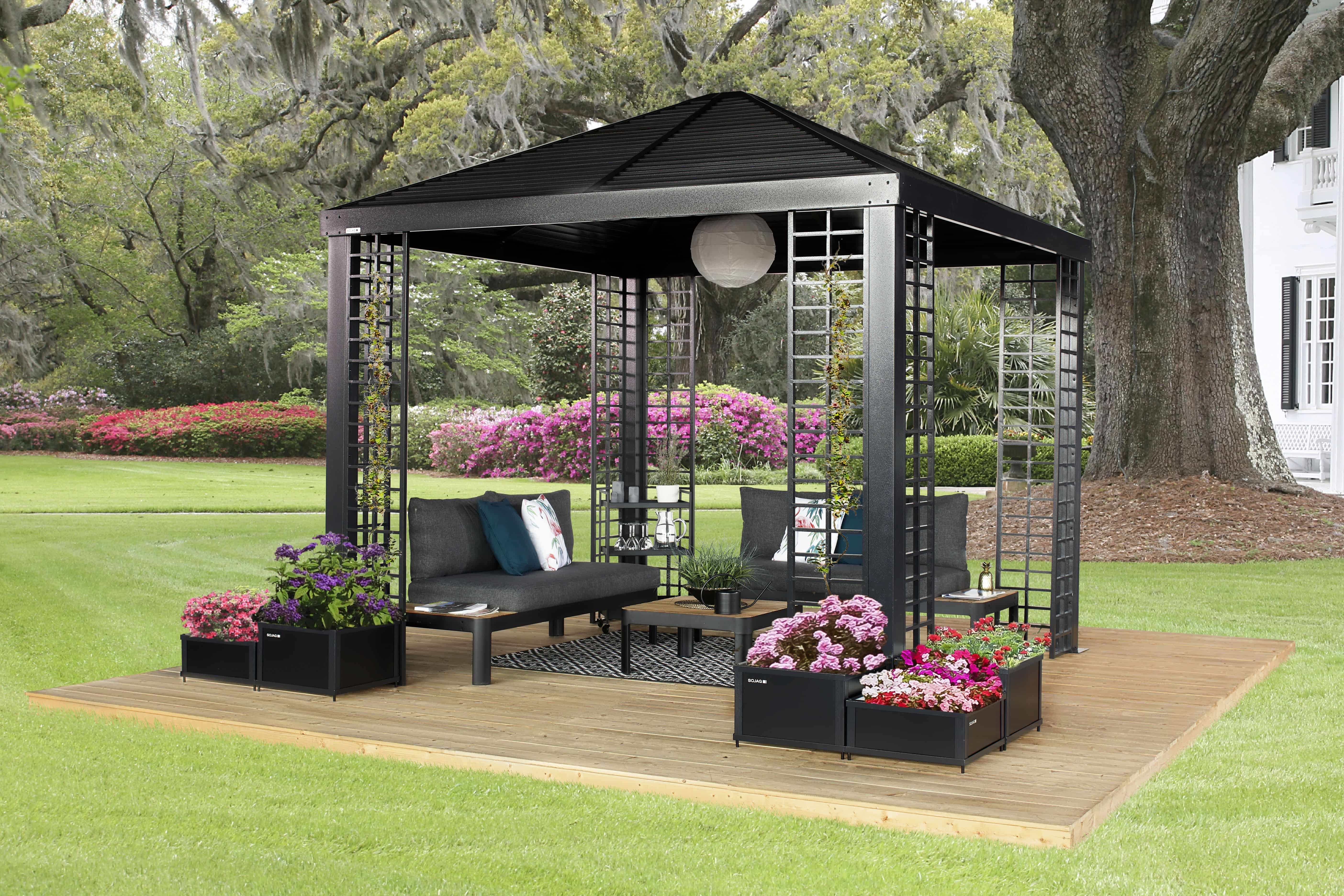 Sojag Paviljoen Pergola Havana 300 cm - met Plantenbakken - Zwart