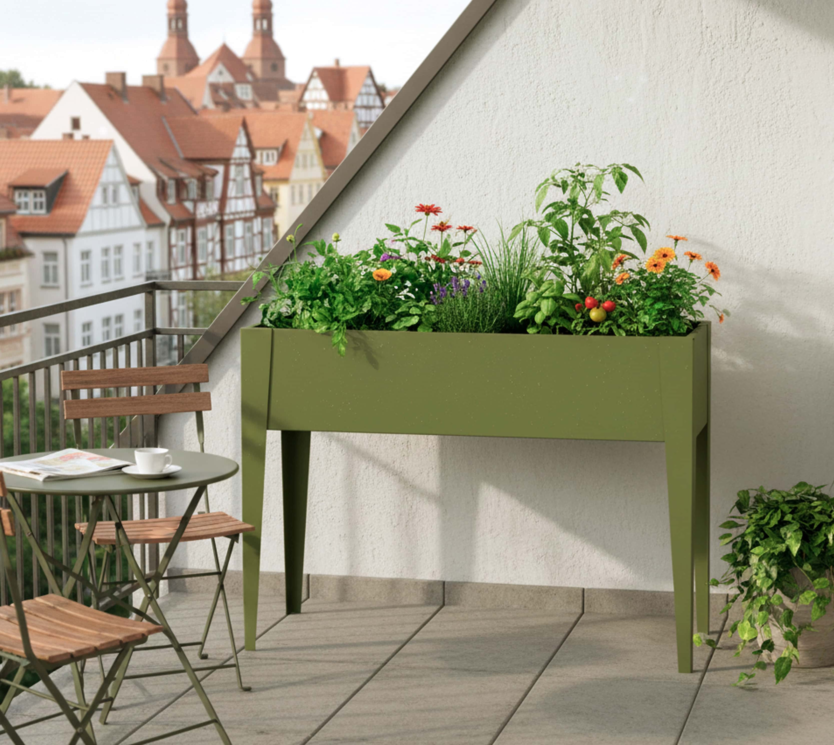 Westmann Vedura M - Metalen Verhoogde Plantenbak 30x100x80 cm - Olijf