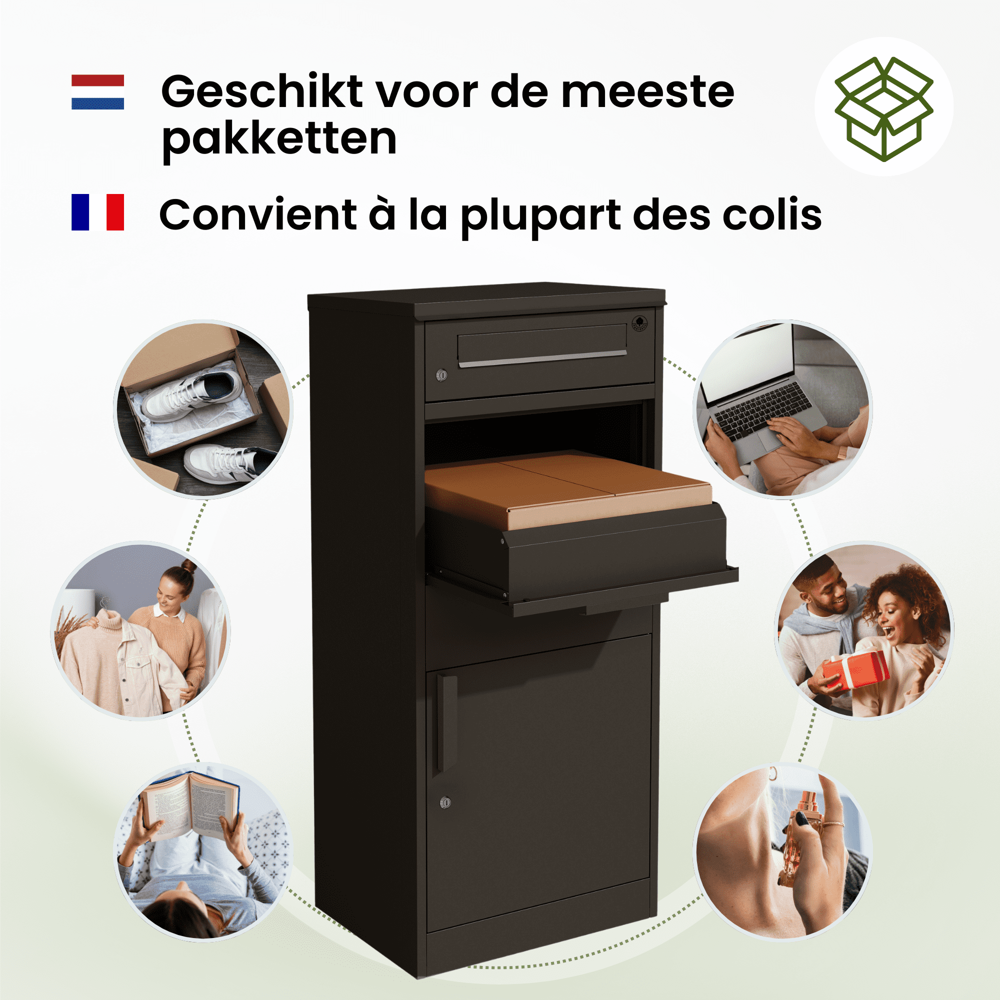 4gardenz Pakketbrievenbus met apart Postvak - Anti-diefstal - Staande Pakketbox - Zwart