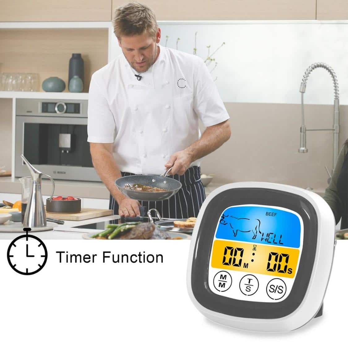 4cookz® Touchscreen BBQ thermometer /Vleesthermometer - 0-250 graden