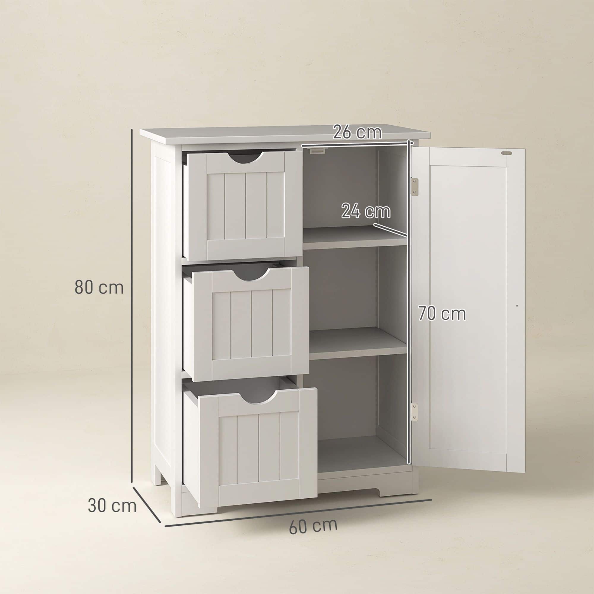 4goodz Buffetkast Badkamer Ladekast, 3 Laden, 3 Planken, MDF, Wit