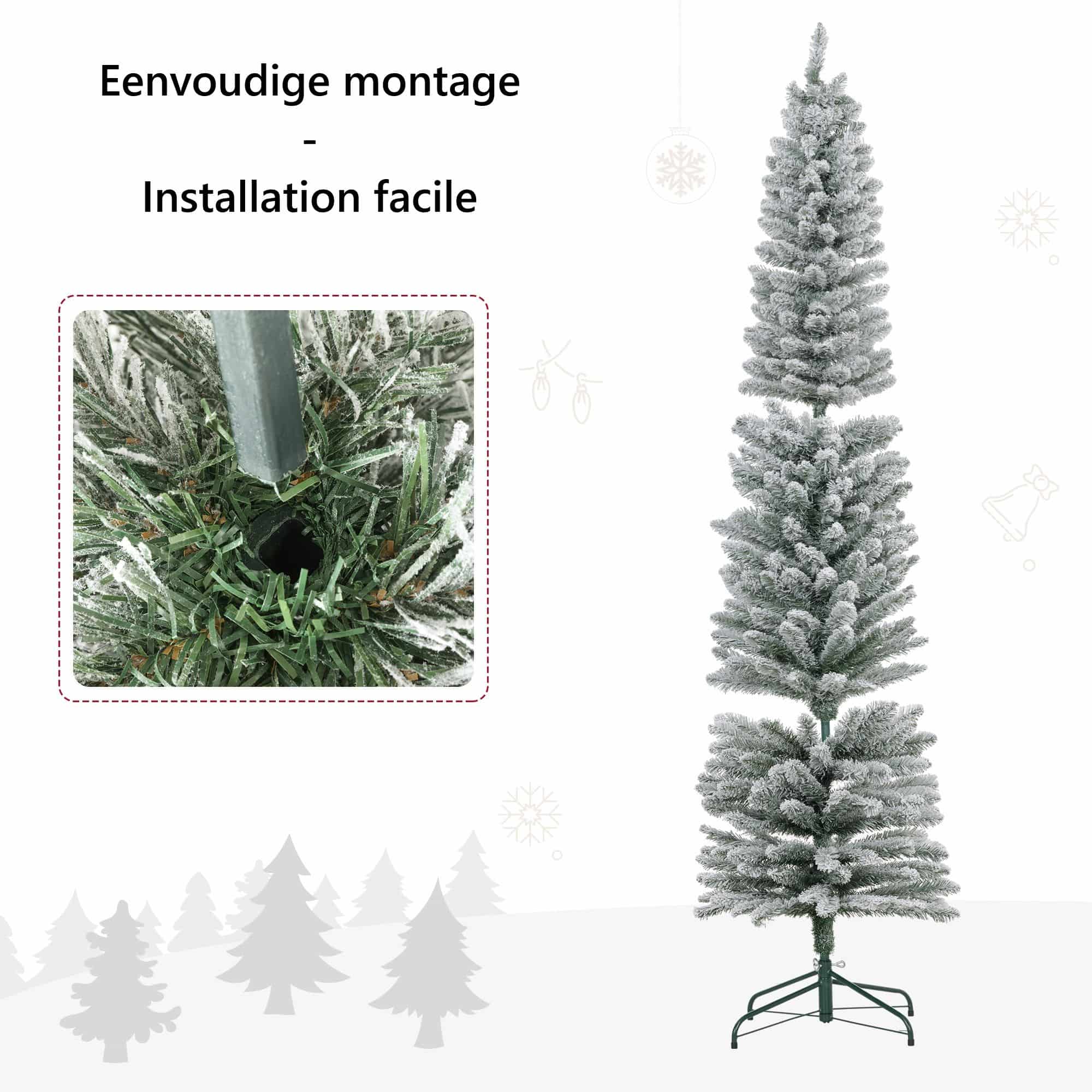 4goodz Kerstboom met Sneeuw met LED Verlichting Ø57 - 210 cm - Metalen voet